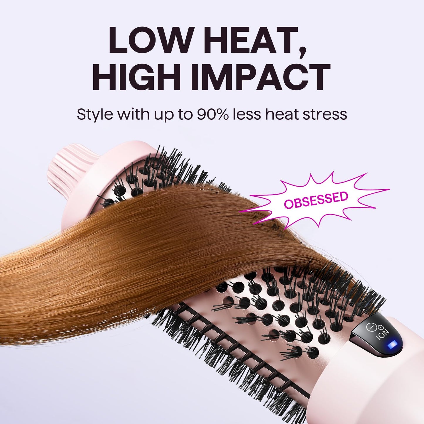 wavytalk Thermal Ionic Round Hot Air Styler Brush for Hair Styling Pink DEMO