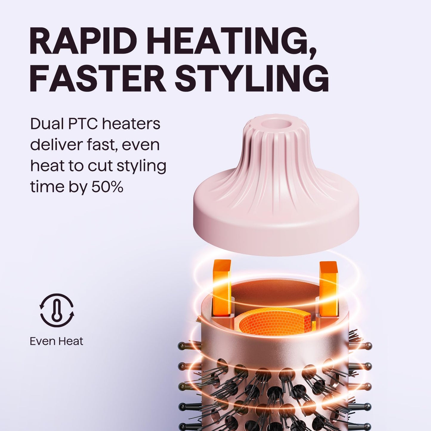 wavytalk Thermal Ionic Round Hot Air Styler Brush for Hair Styling Pink DEMO