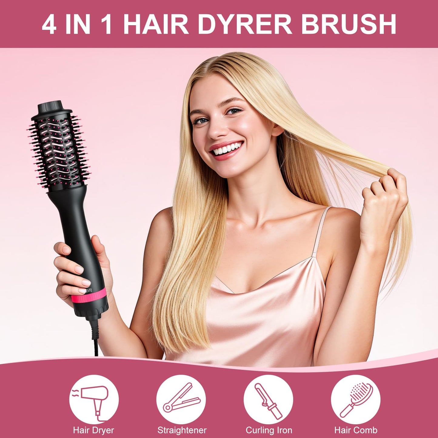 ManKami 4-in-1 Hairbrushes Hair Dryer Brush Styler for Smooth, Voluminous NEW