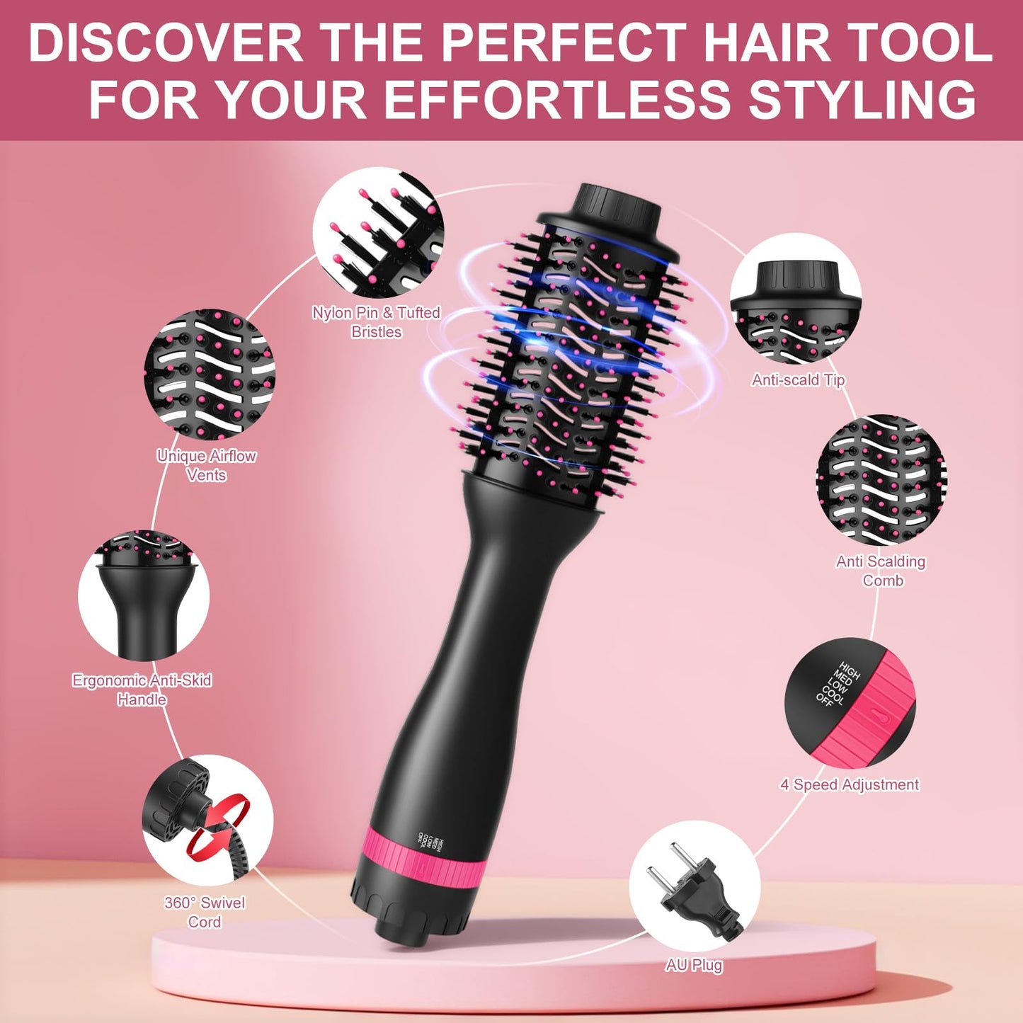 ManKami 4-in-1 Hairbrushes Hair Dryer Brush Styler for Smooth, Voluminous NEW