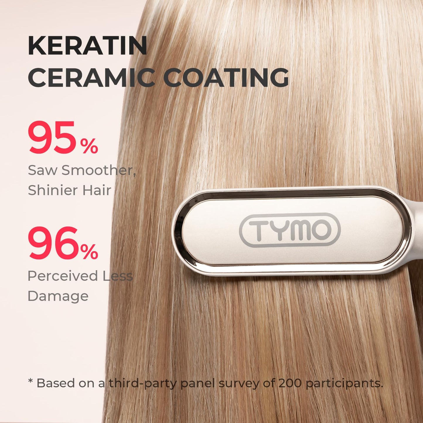 TYMO Hair Straightener Brush with Built-in Comb Fast Heating Gold One Size NEW