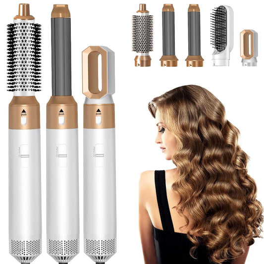Tamefox 5-in-1 Hair Dryer Brush Set Premium White Gold Multifunctional DEMO