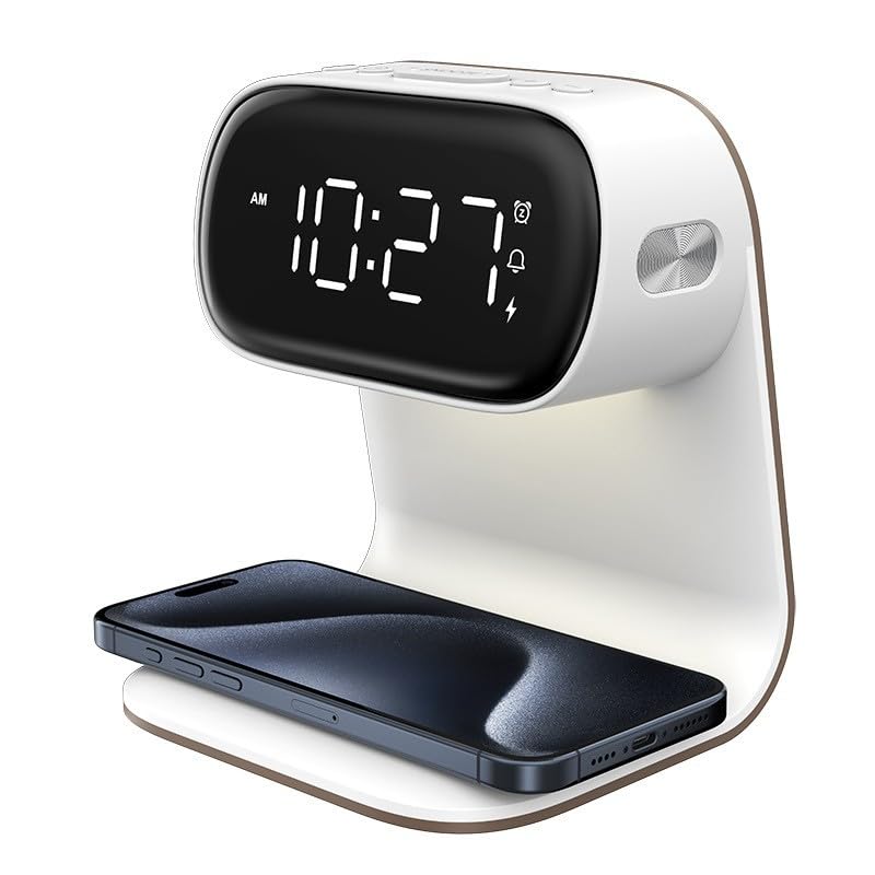 Dpofirs Digital Alarm Clock with 15W Wireless Charging Station Touch Lamp DEMO