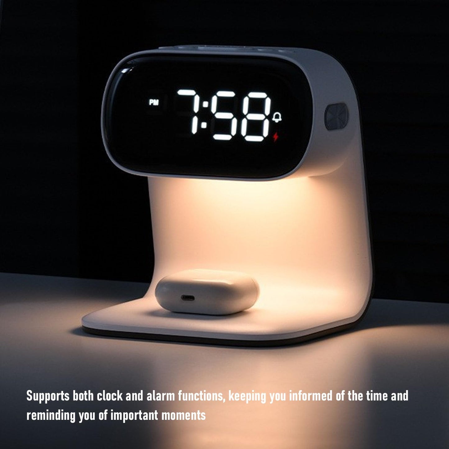 Dpofirs Digital Alarm Clock with 15W Wireless Charging Station Touch Lamp DEMO