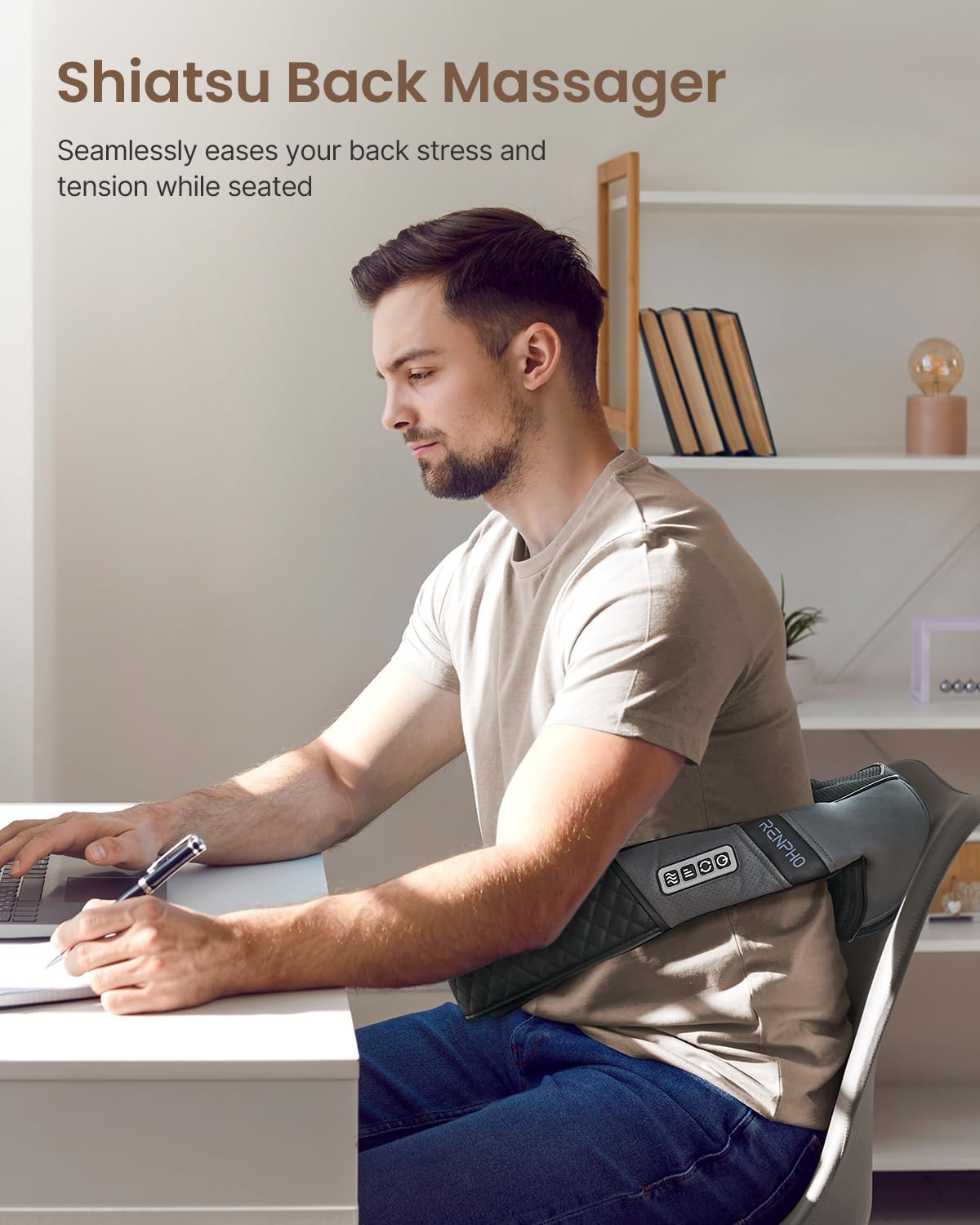 RENPHO Neck and Back Massager with Heat Therapy, Grey Electric Massage DEMO