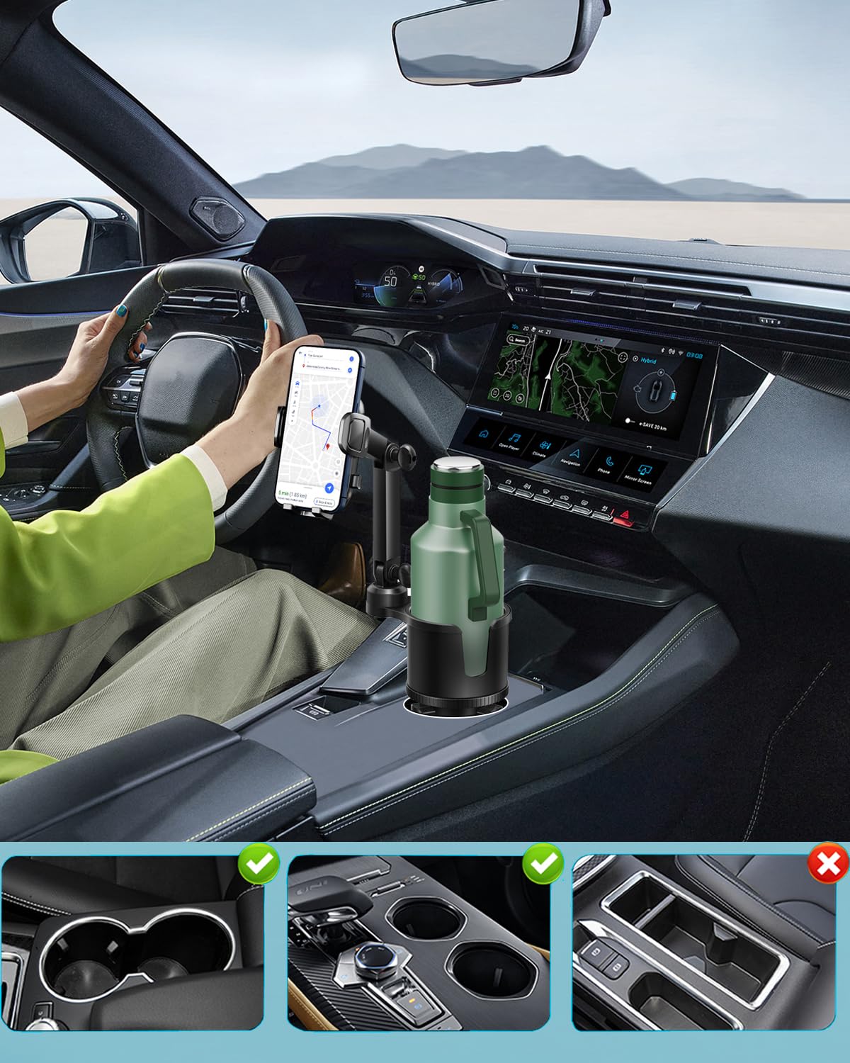 Easkkty 360° Adjustable Car Phone Mount Holder for Drinks Cups in Black NEW