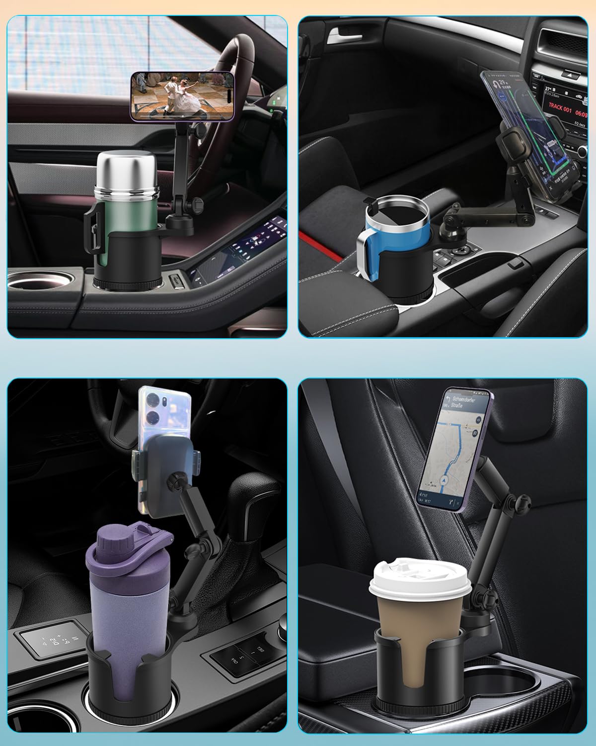 Easkkty 360° Adjustable Car Phone Mount Holder for Drinks Cups in Black NEW