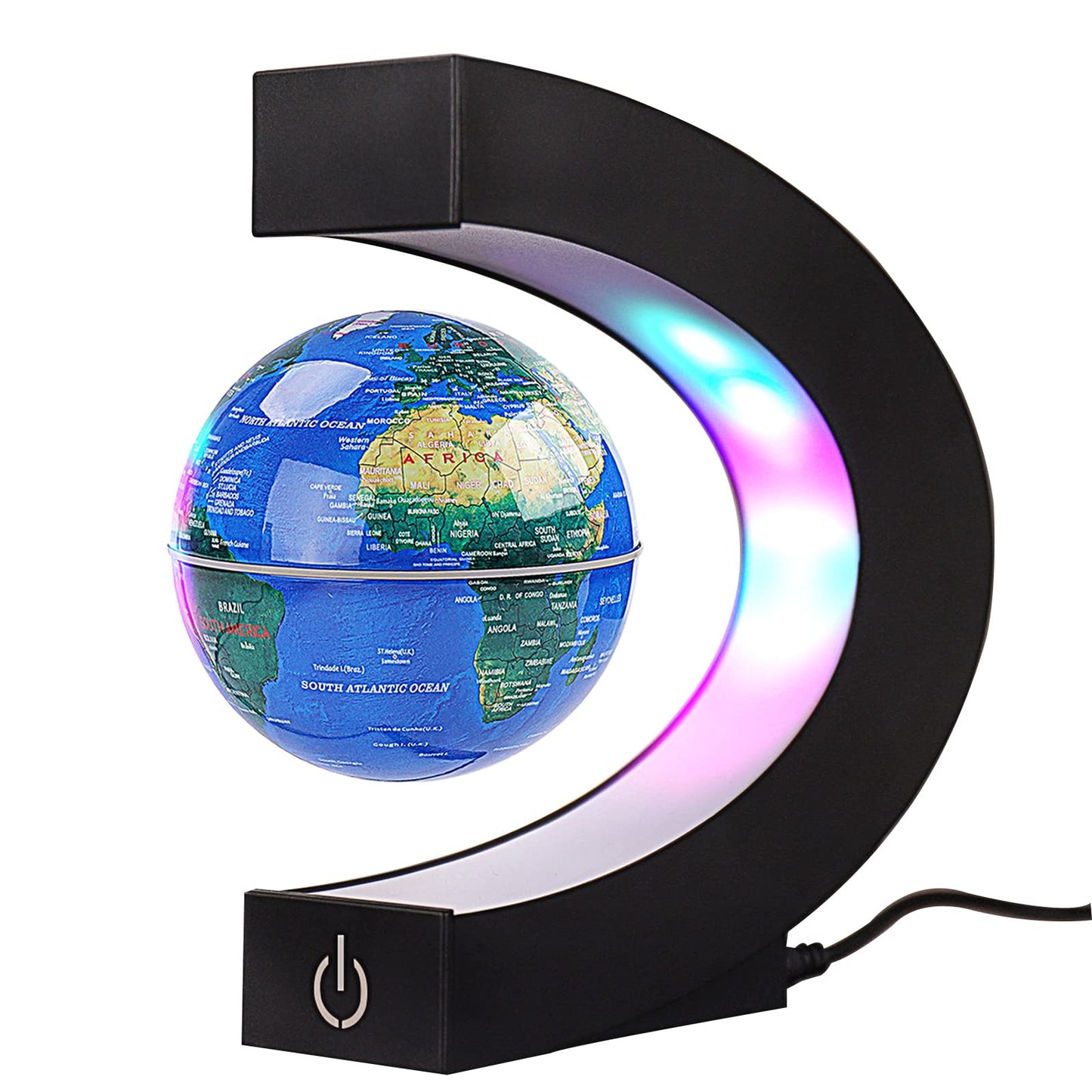 ERRKEWEND Floating Globes Globe with Touch Switches LED Light Blue NEW