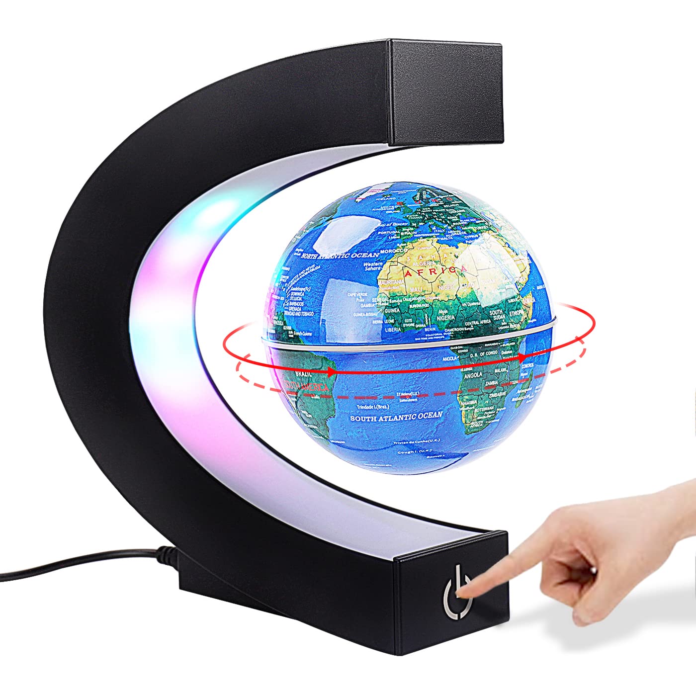 ERRKEWEND Floating Globes Globe with Touch Switches LED Light Blue NEW