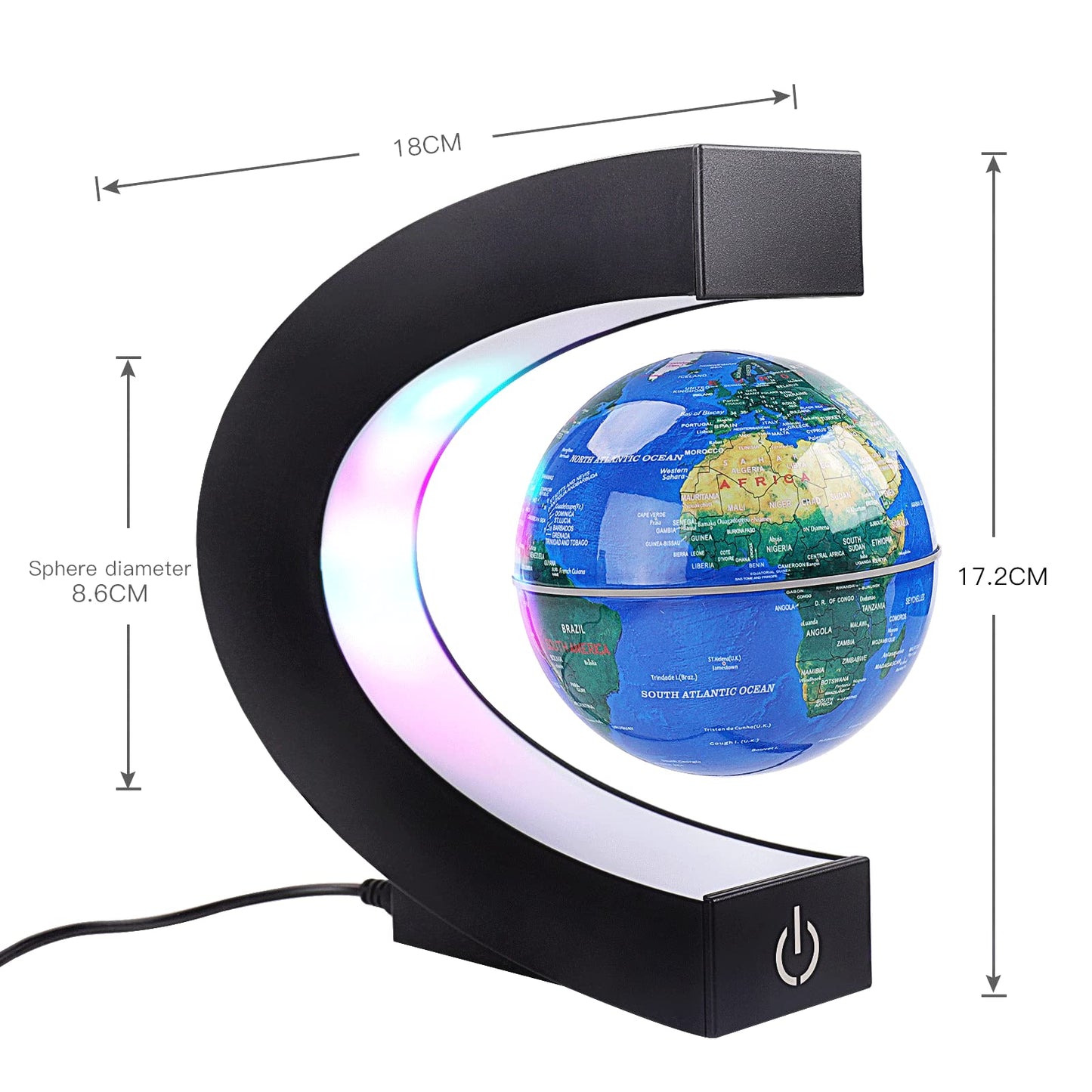 ERRKEWEND Floating Globes Globe with Touch Switches LED Light Blue NEW