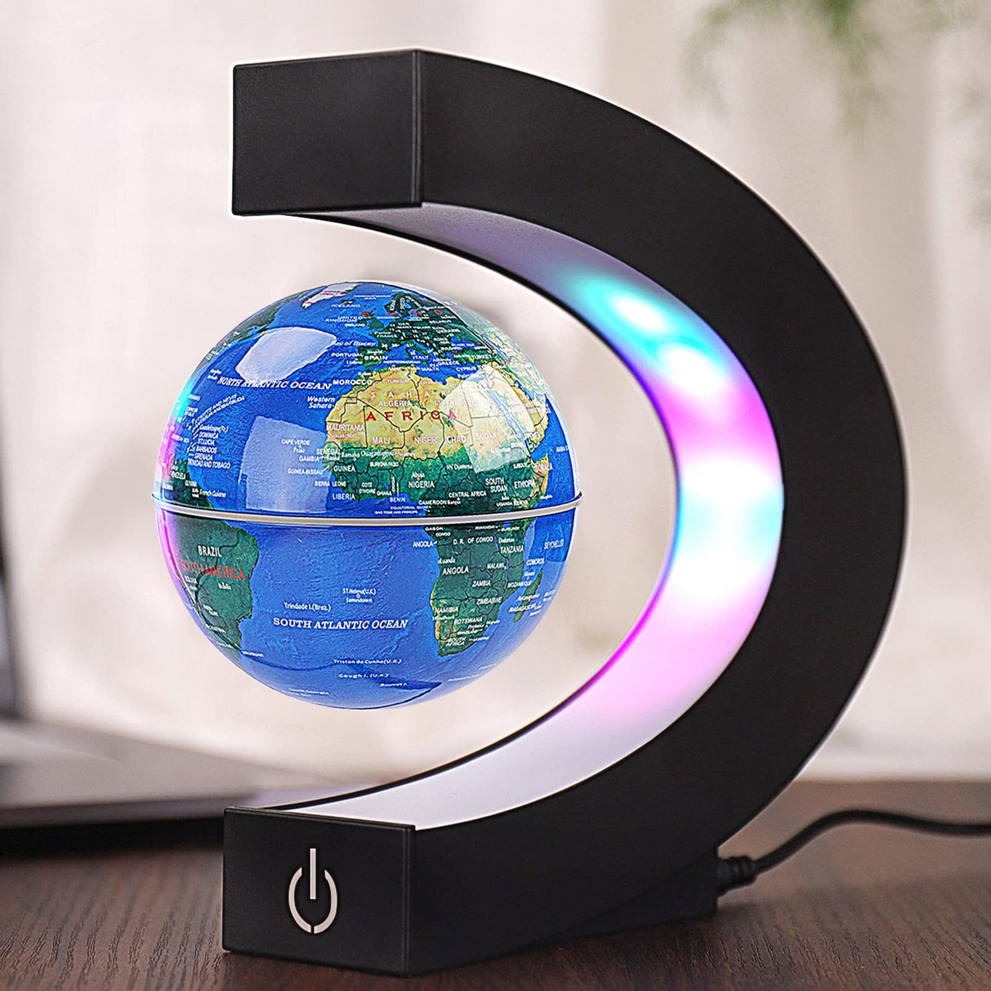 ERRKEWEND Floating Globes Globe with Touch Switches LED Light Blue NEW