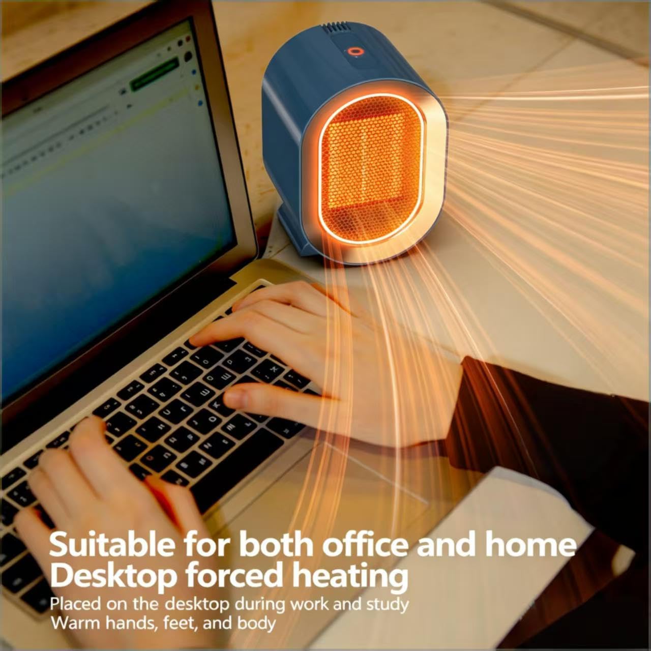 JYJOJO Portable Electric Heater Ceramic Technology Fast Quiet Heating Blue NEW