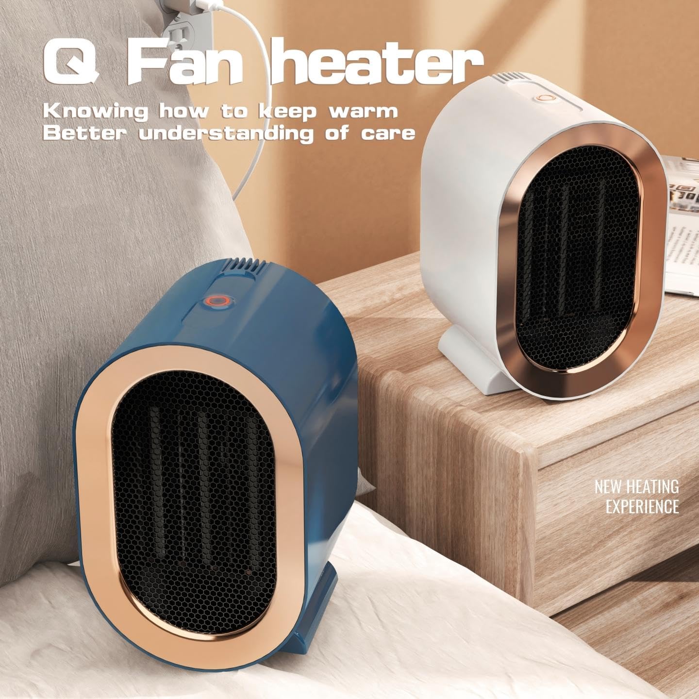 JYJOJO Portable Electric Heater Ceramic Technology Fast Quiet Heating Blue NEW