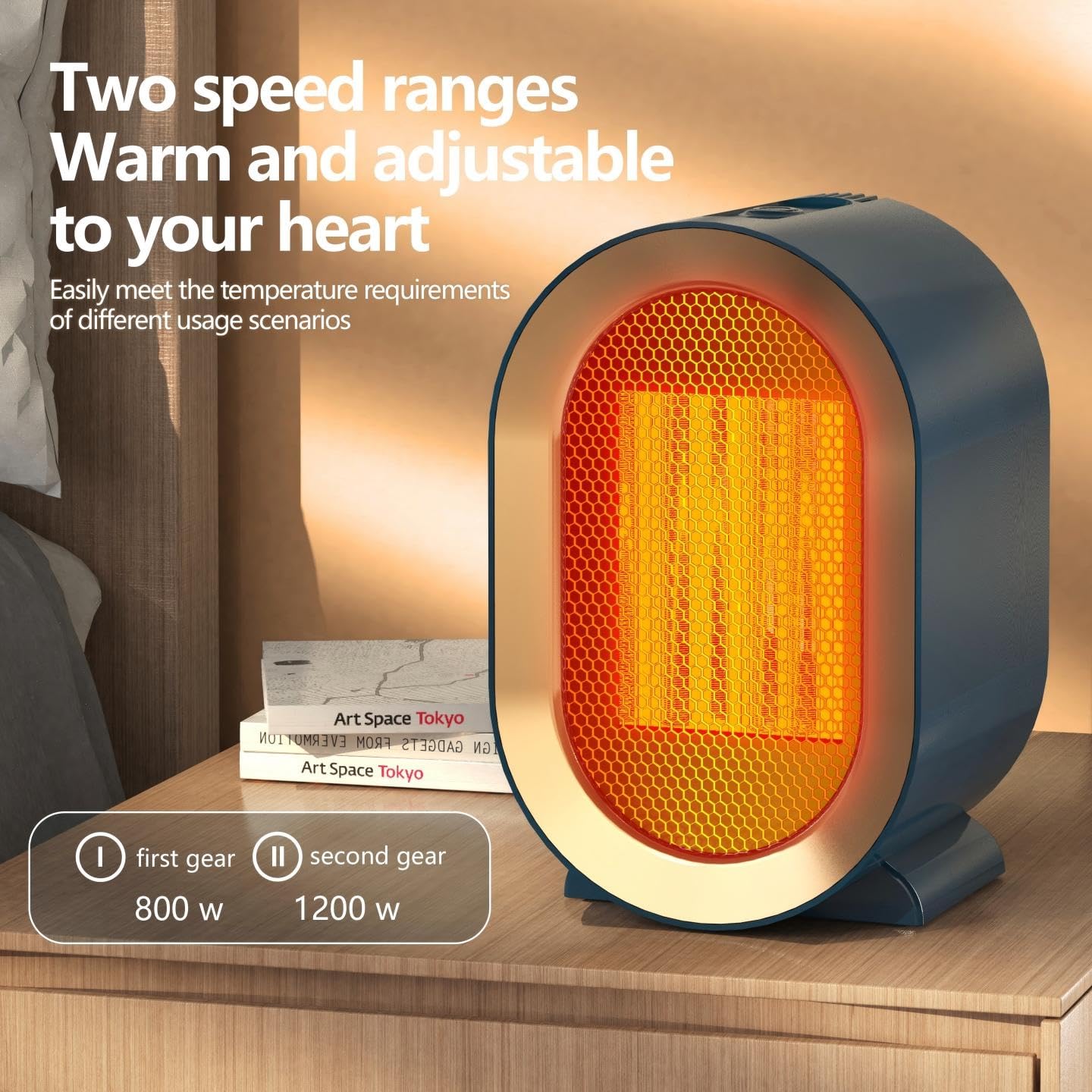 JYJOJO Portable Electric Heater Ceramic Technology Fast Quiet Heating Blue NEW