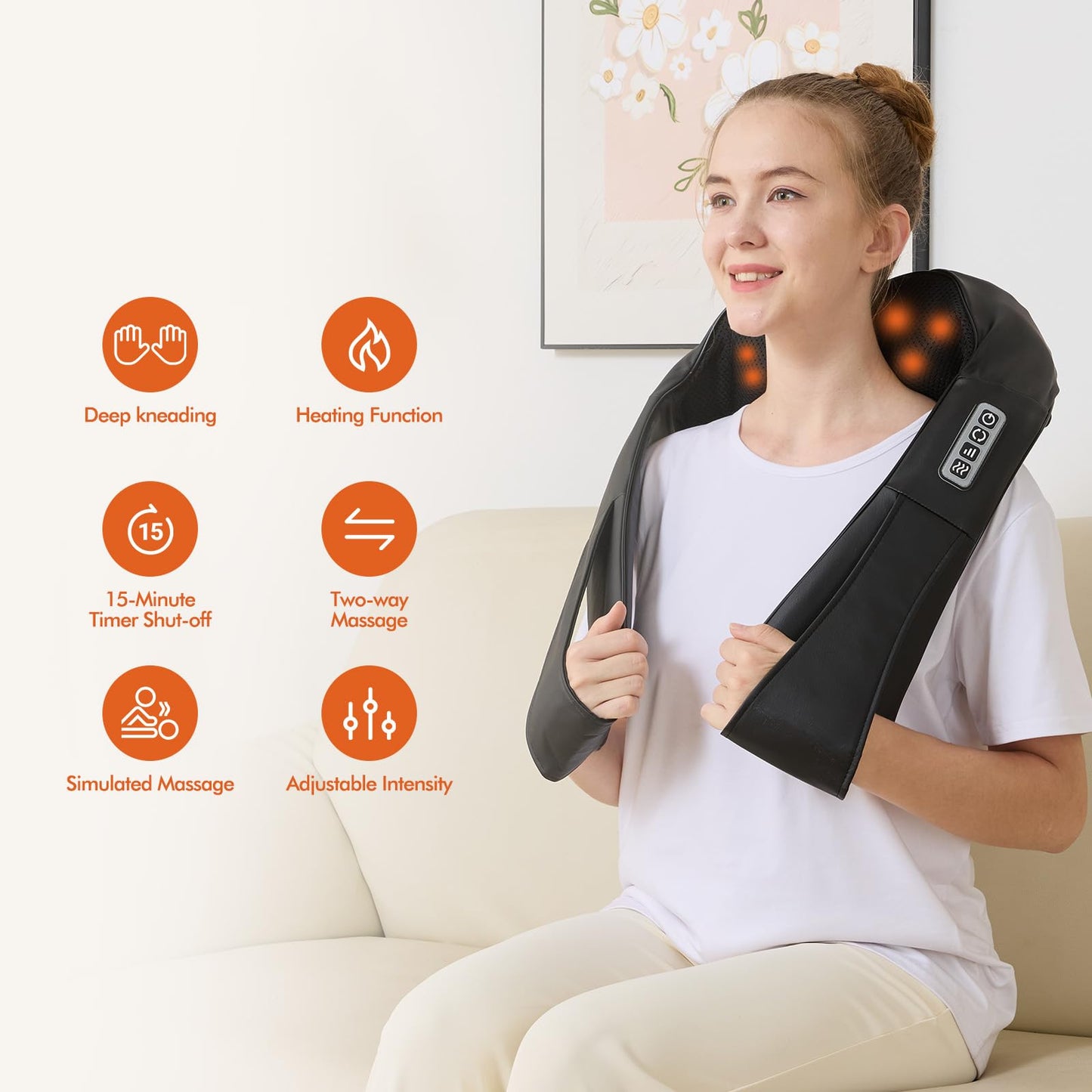 AERLANG Neck Back Massager with Heat Deep Tissue Shiatsu Kneading Electric DEMO