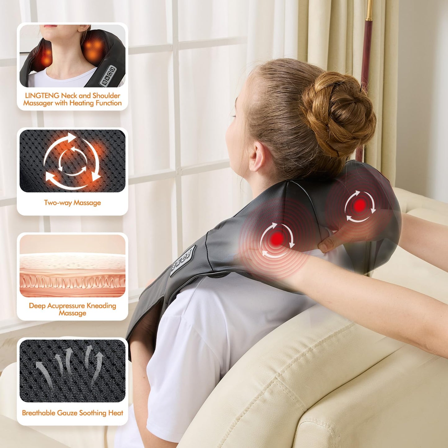 AERLANG Neck Back Massager with Heat Deep Tissue Shiatsu Kneading Electric DEMO