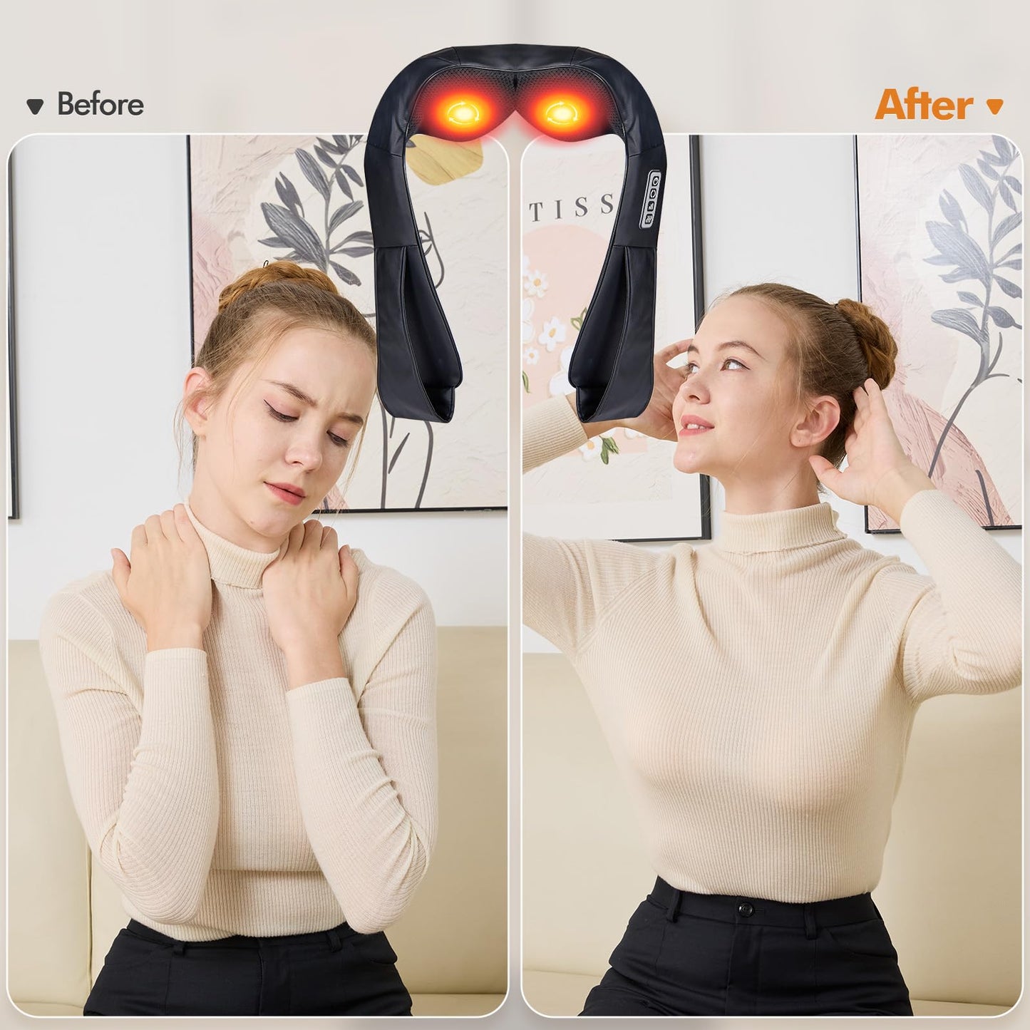 AERLANG Neck Back Massager with Heat Deep Tissue Shiatsu Kneading Electric DEMO