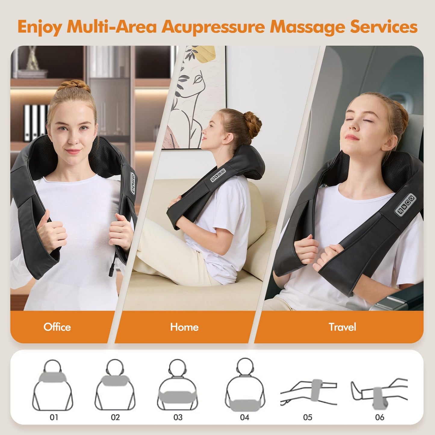 AERLANG Neck Back Massager with Heat Deep Tissue Shiatsu Kneading Electric DEMO