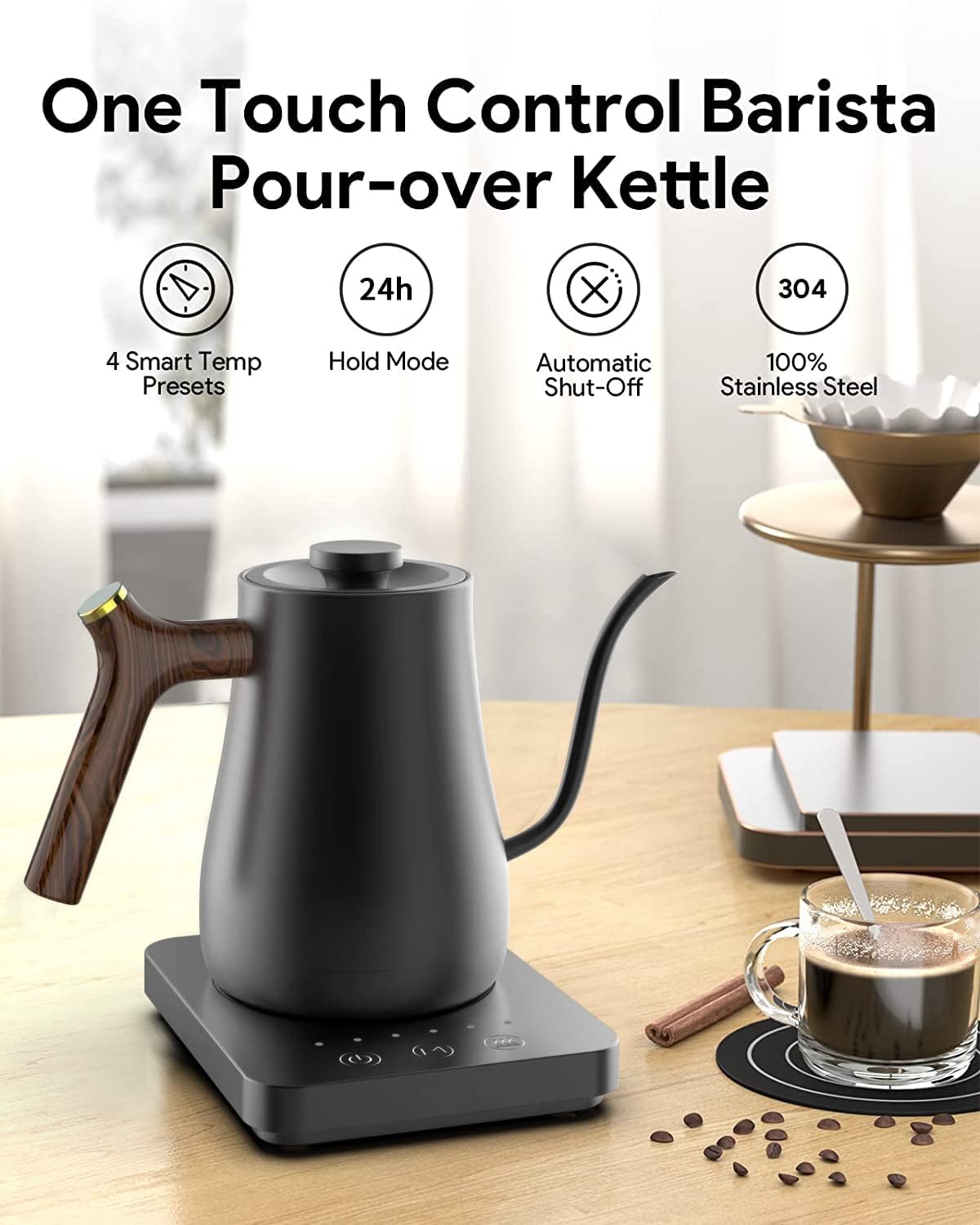 YEWEN 0.8L Stainless Steel Electric Gooseneck Kettle Smart Coffee Maker NEW