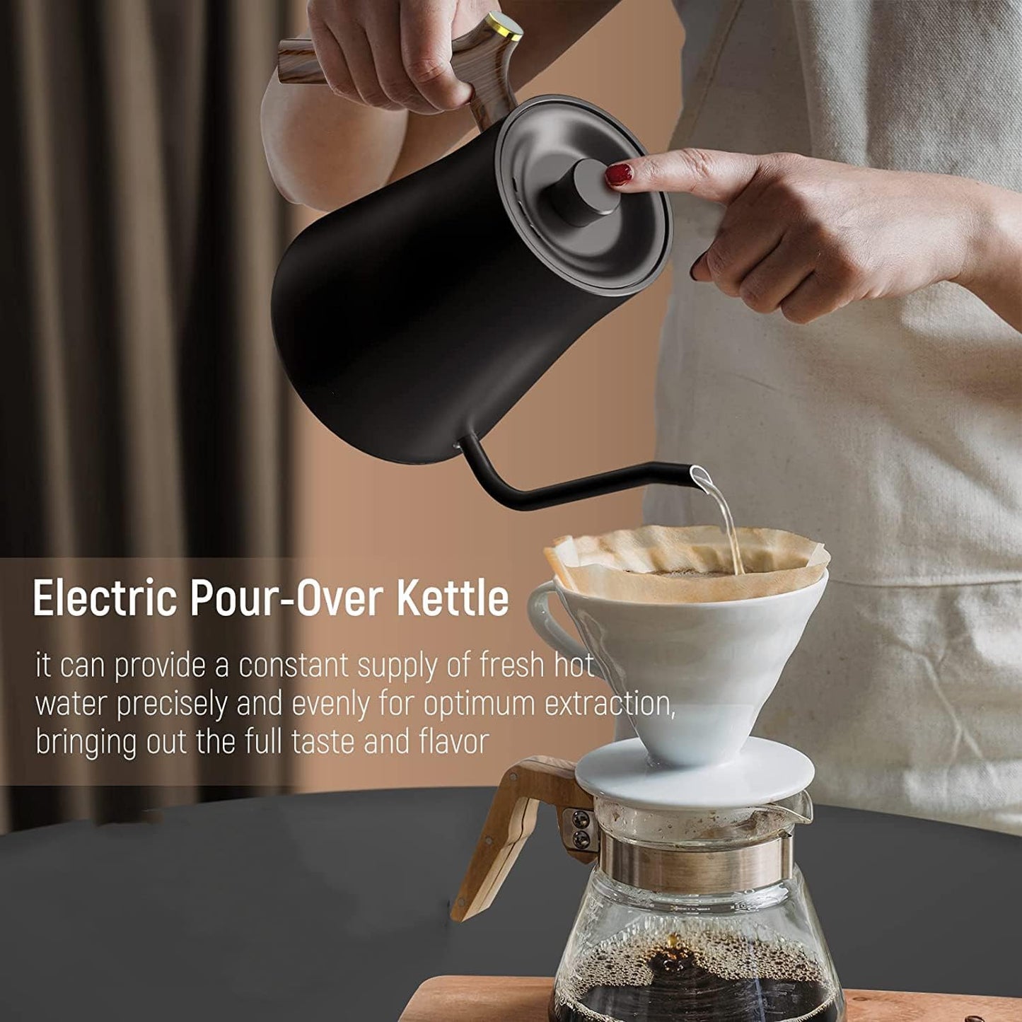 YEWEN 0.8L Stainless Steel Electric Gooseneck Kettle Smart Coffee Maker NEW