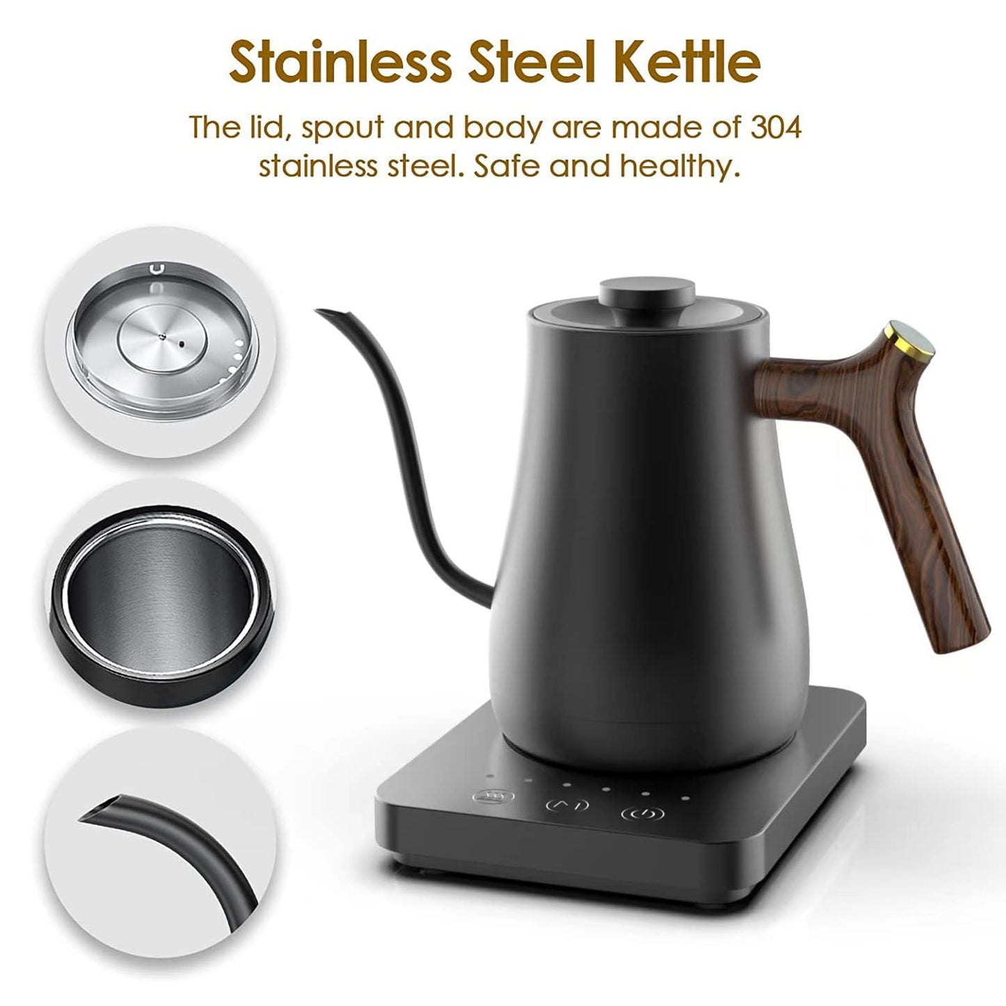 YEWEN 0.8L Stainless Steel Electric Gooseneck Kettle Smart Coffee Maker NEW