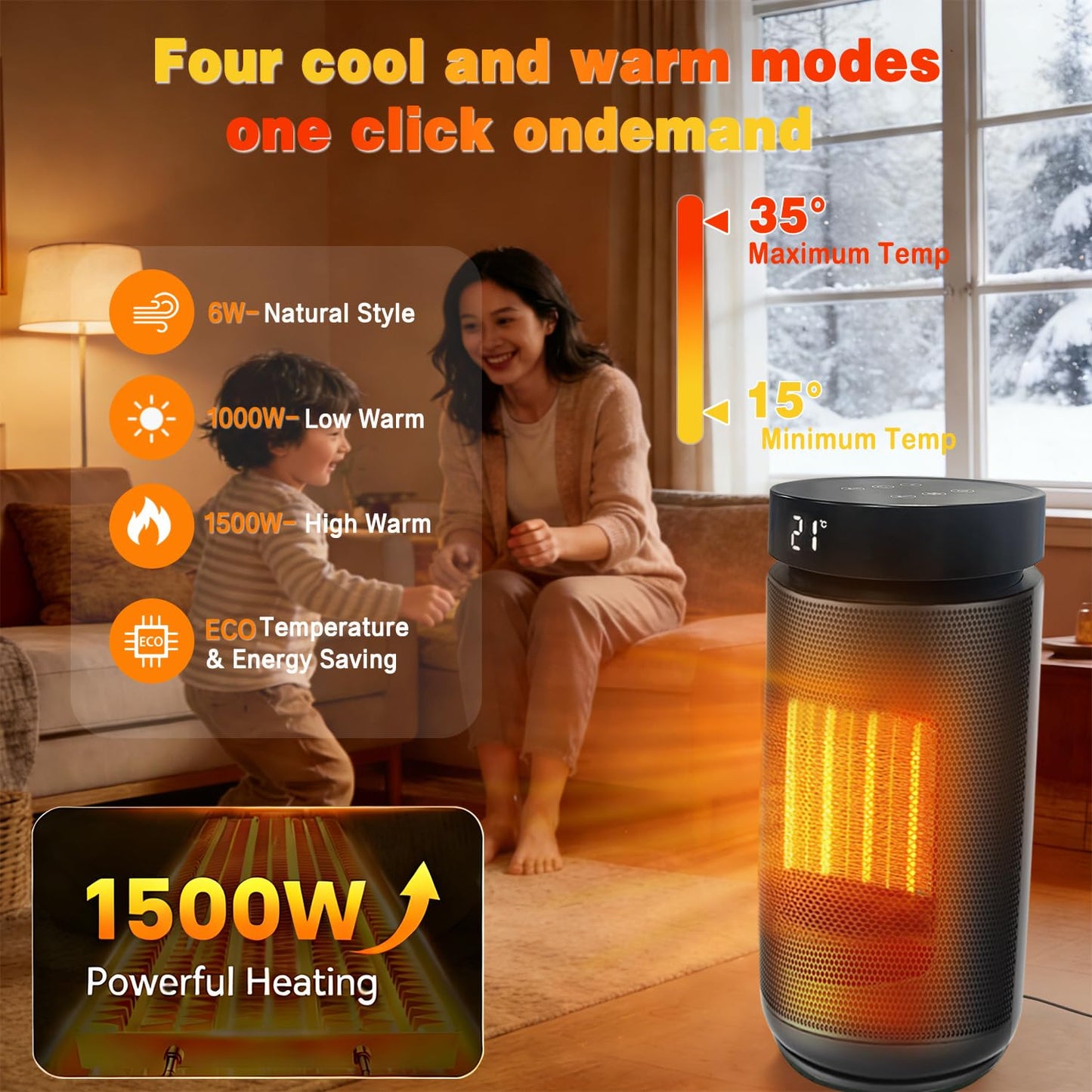 Yaberry Grove Heating Portable Electric Space Heater with Thermostat and DEMO