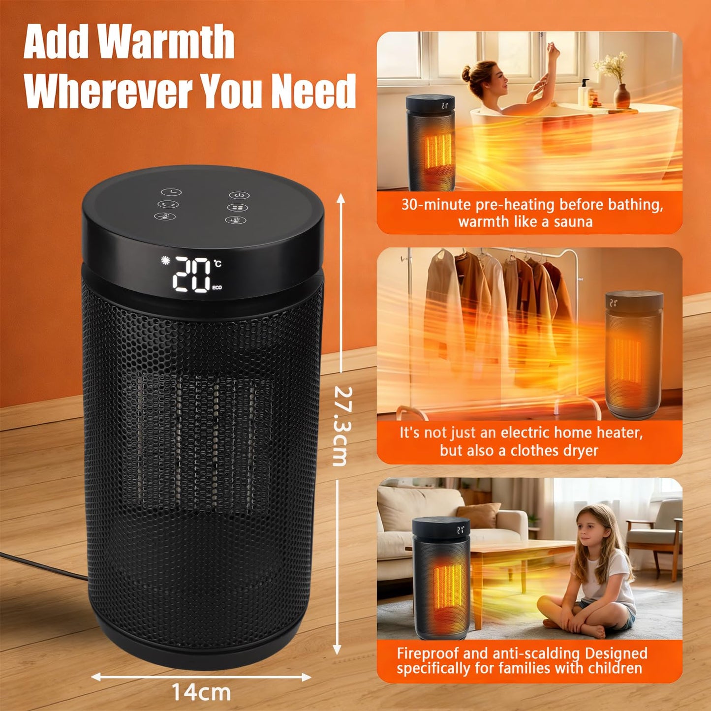Yaberry Grove Heating Portable Electric Space Heater with Thermostat and DEMO