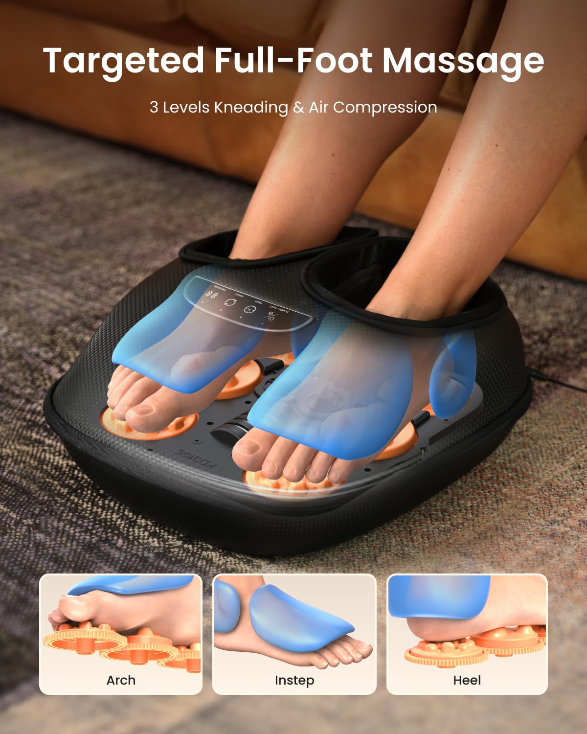 RENPHO Electric Foot Spa Massager with Heat Shiatsu Kneading Massage Black NEW