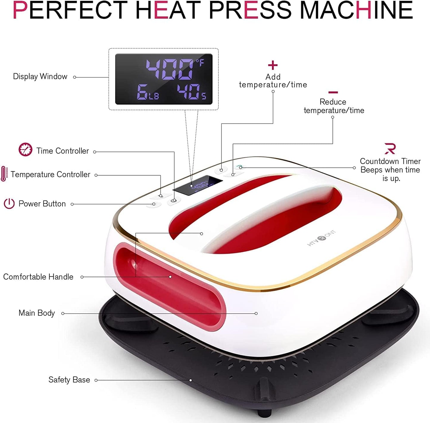 HTVRONT 10x10 Iron-On Transfers Portable Heat Press Machine for T-Shirt DEMO