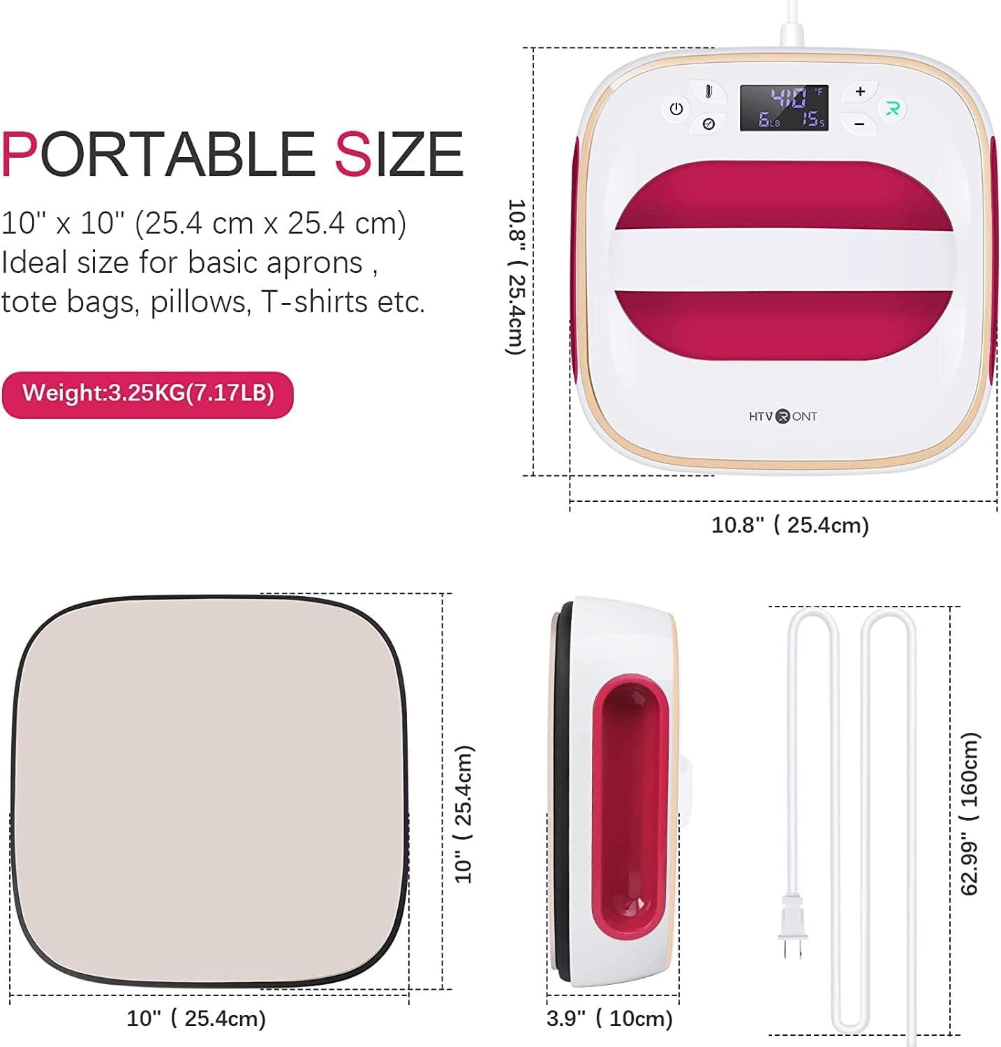 HTVRONT 10x10 Iron-On Transfers Portable Heat Press Machine for T-Shirt DEMO