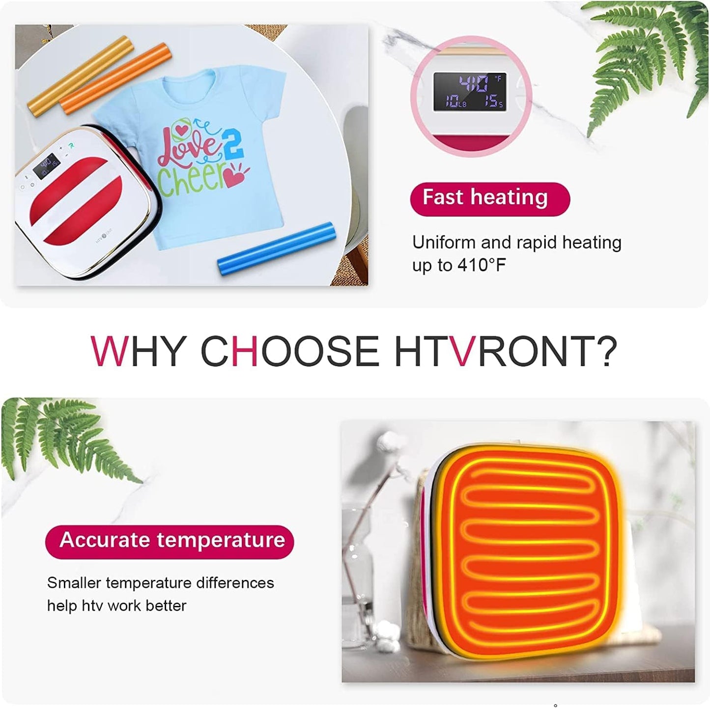 HTVRONT 10x10 Iron-On Transfers Portable Heat Press Machine for T-Shirt DEMO