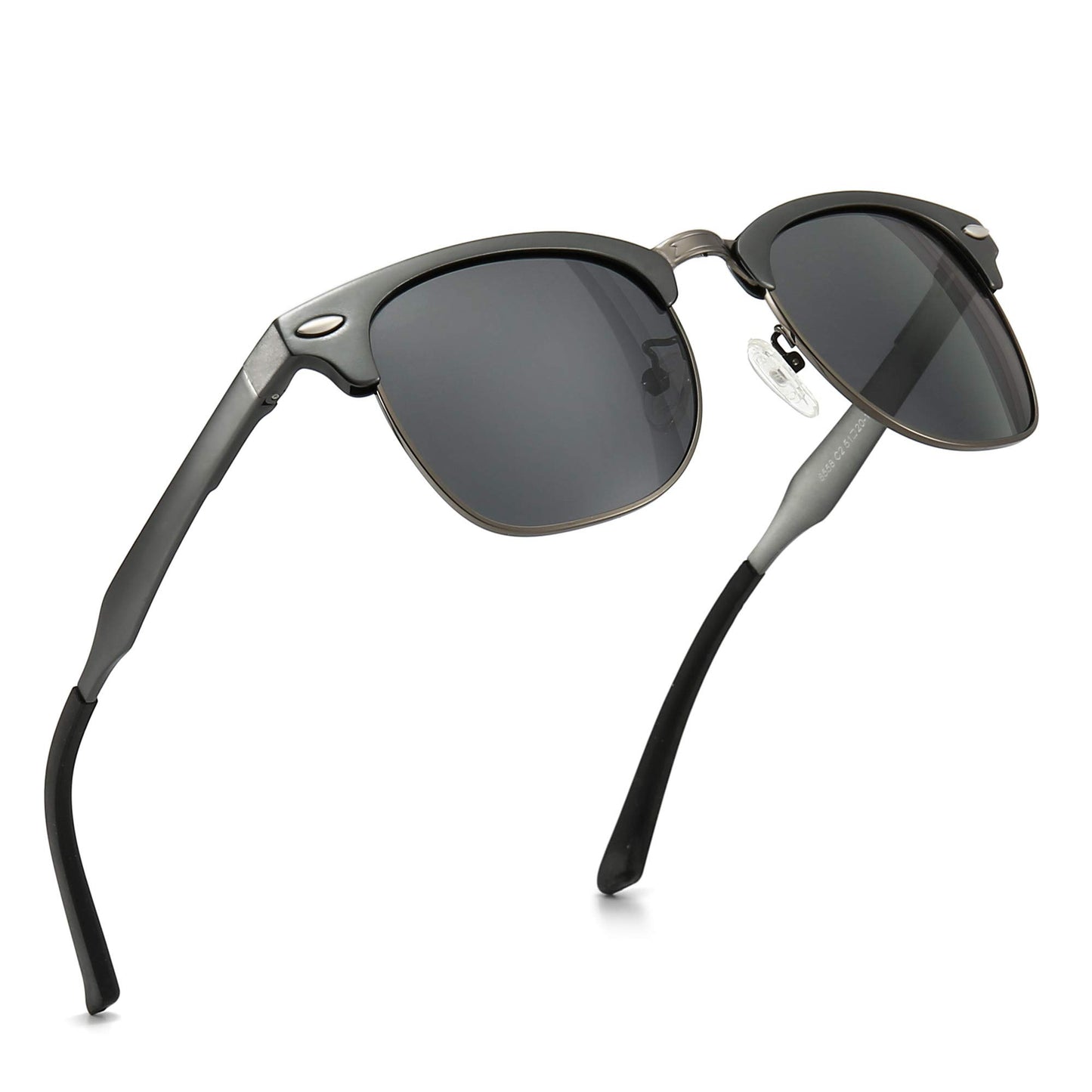 SUNGAIT Retro Semi Rimless Clubmaster Sunglasses for Women and Men in Grey NEW