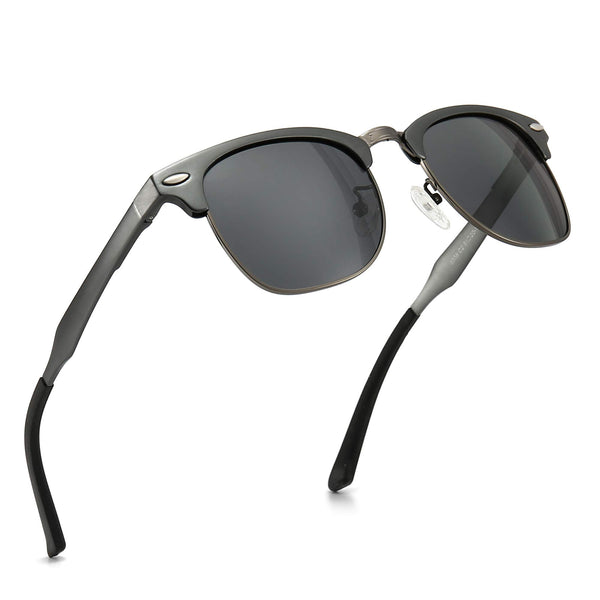 SUNGAIT Retro Semi Rimless Clubmaster Sunglasses for Women and Men in Grey NEW