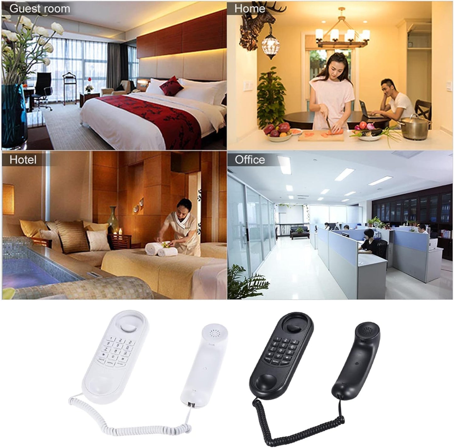 Domary Portable Corded Telephone Wall Mountable Pause Redial Flash Base NEW