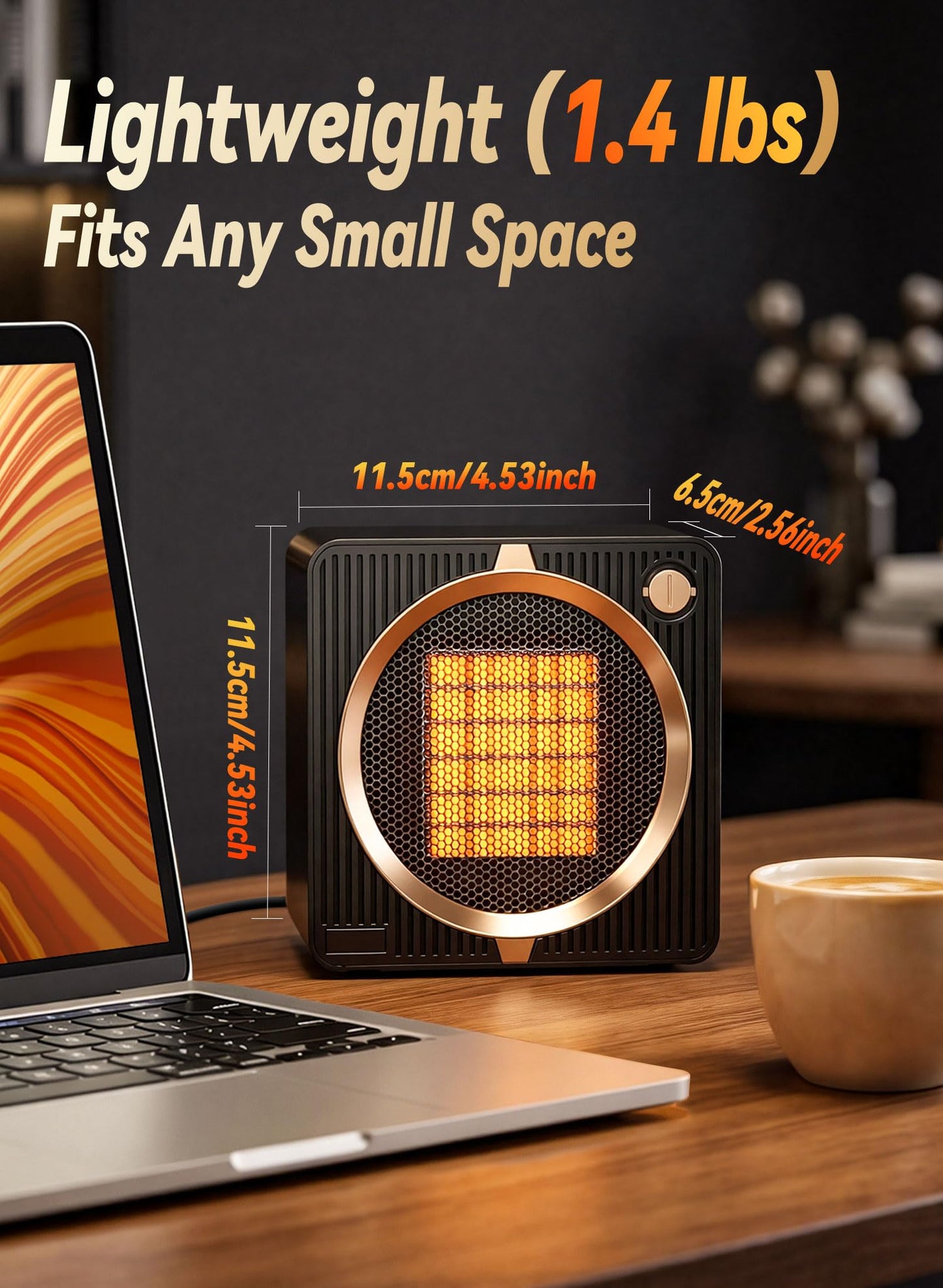 Zumist Portable Electric Mini Space Heater for Bedroom Heating Black 1500W NEW