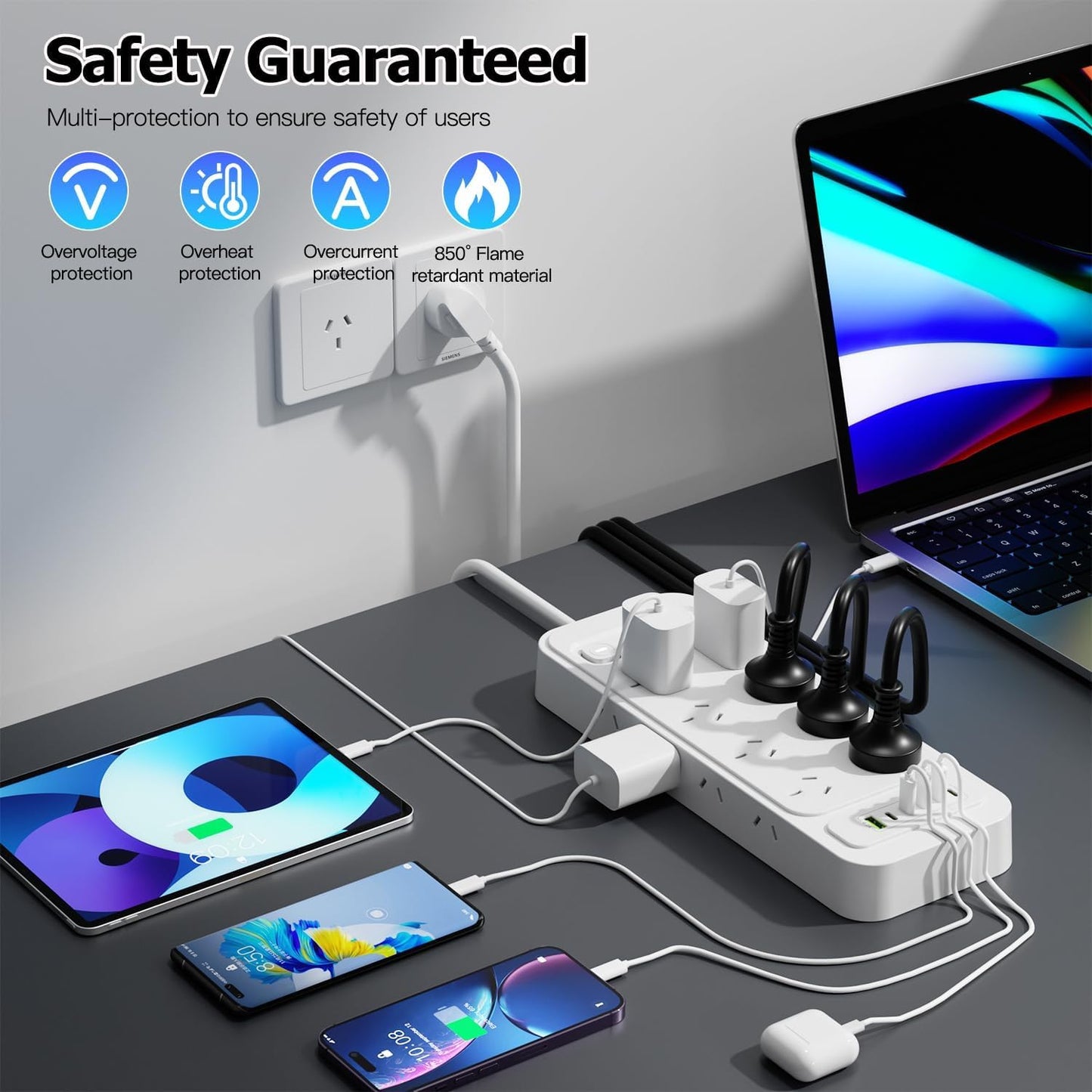 Nobel Marketing 22-in-1 Power Strip with 16 AC Outlets and 6 USB Ports DEMO