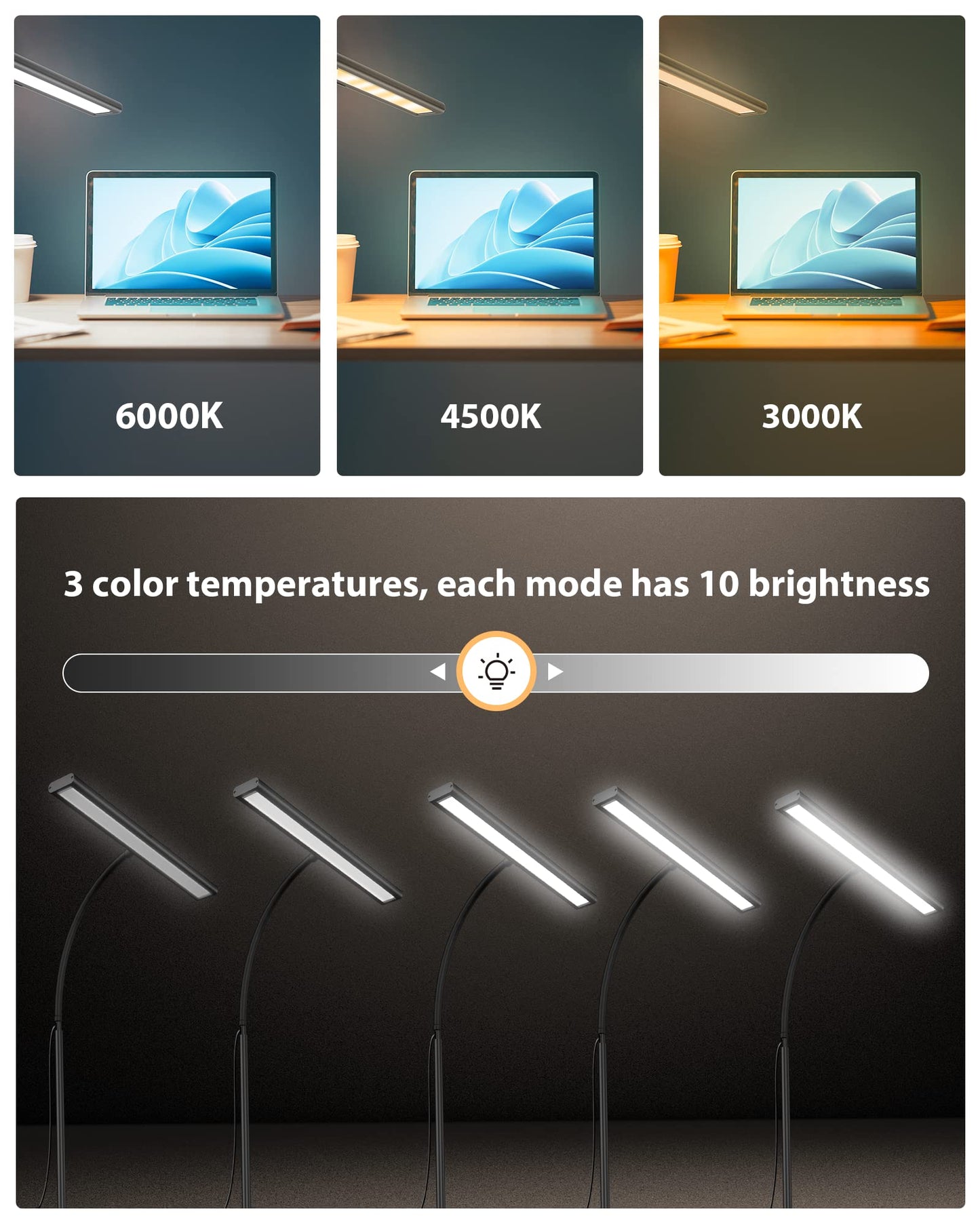 iFalarila Dimmable LED Desk Lamp 160 LEDs Home Office Adjustable Black DEMO