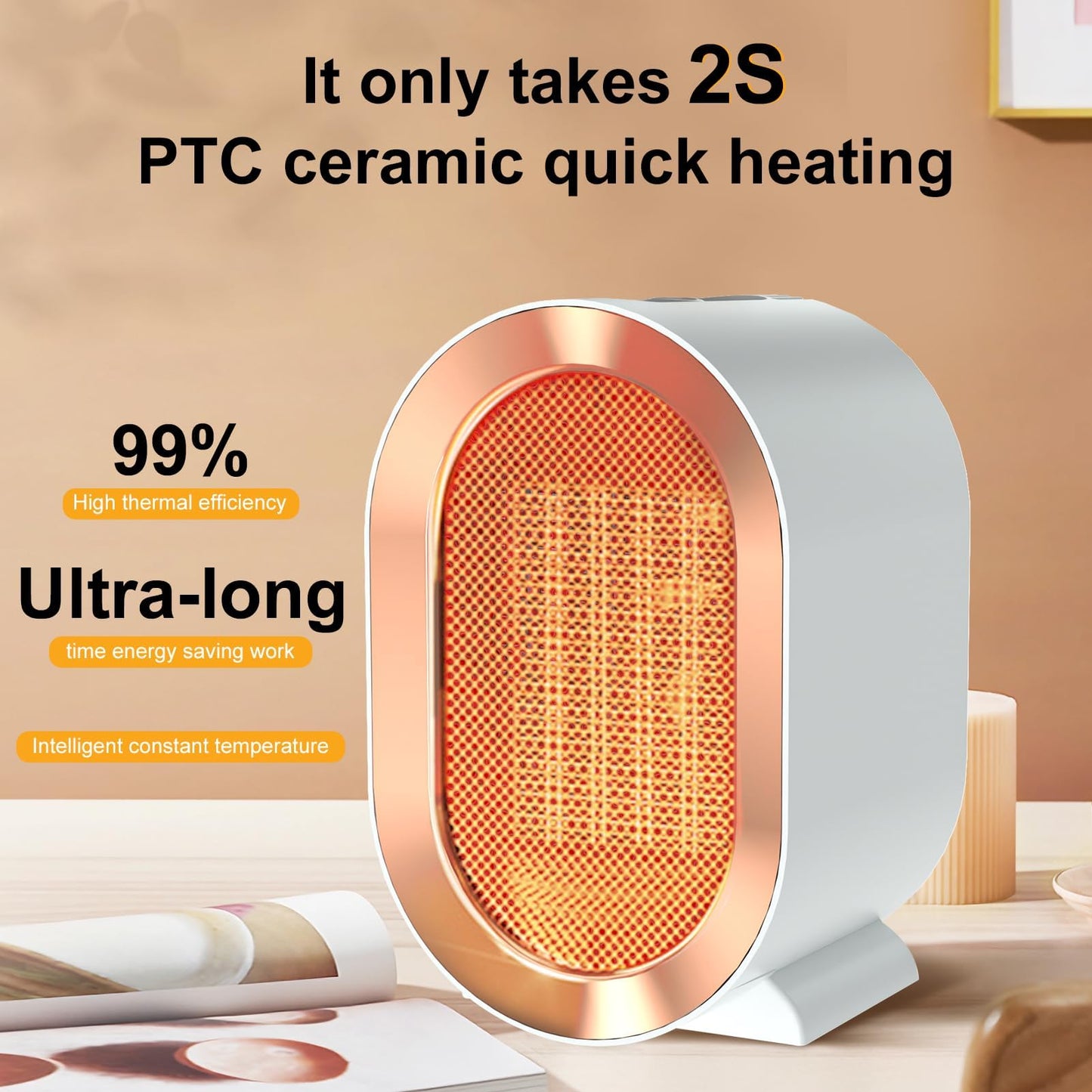 Tavilo 1200W Ceramic Heater, Fast Heating Portable Room White DEMO