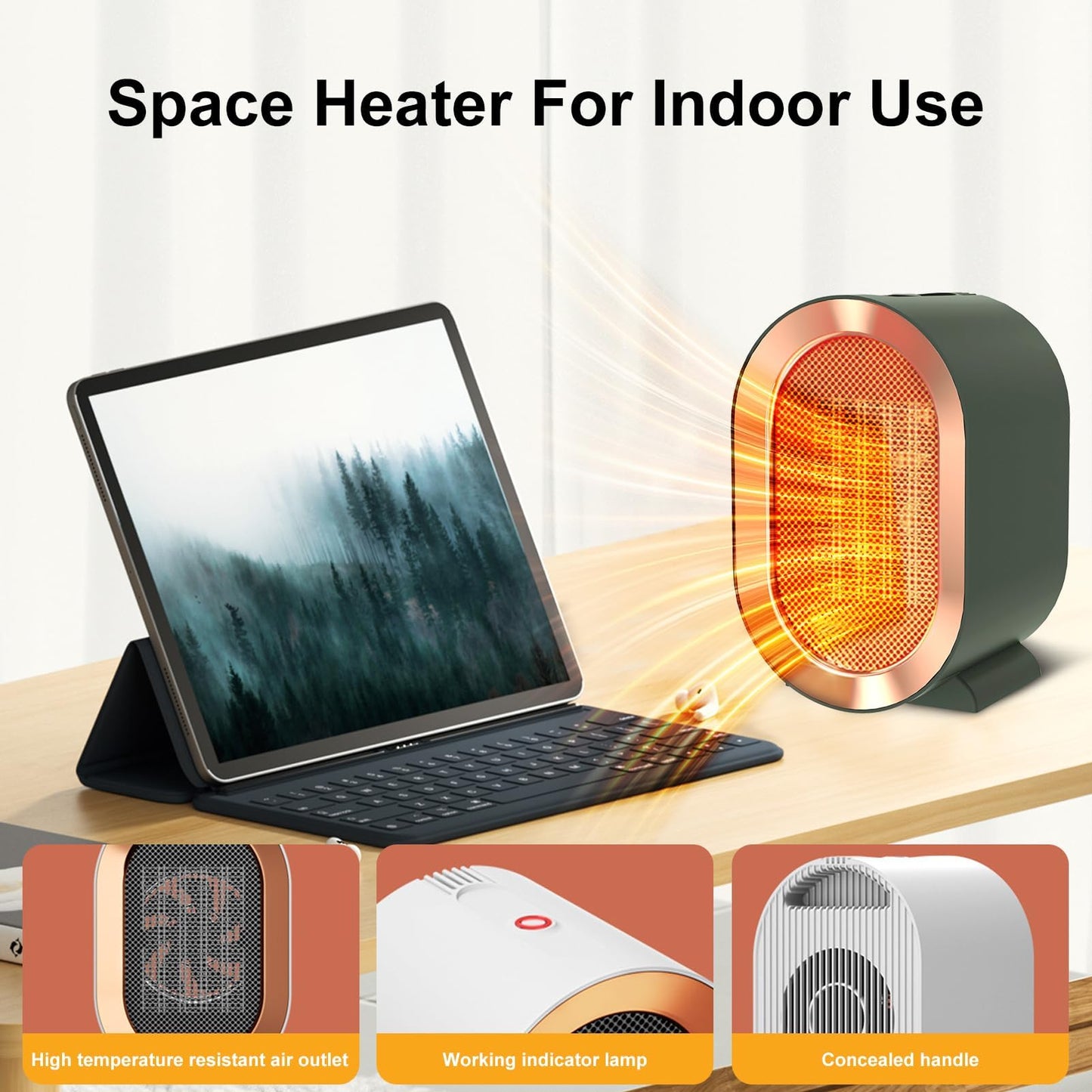 Tavilo 1200W Ceramic Heater, Fast Heating Portable Room White DEMO