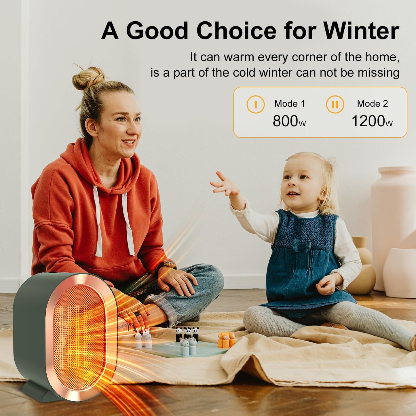 Tavilo 1200W Ceramic Heater, Fast Heating Portable Room White DEMO