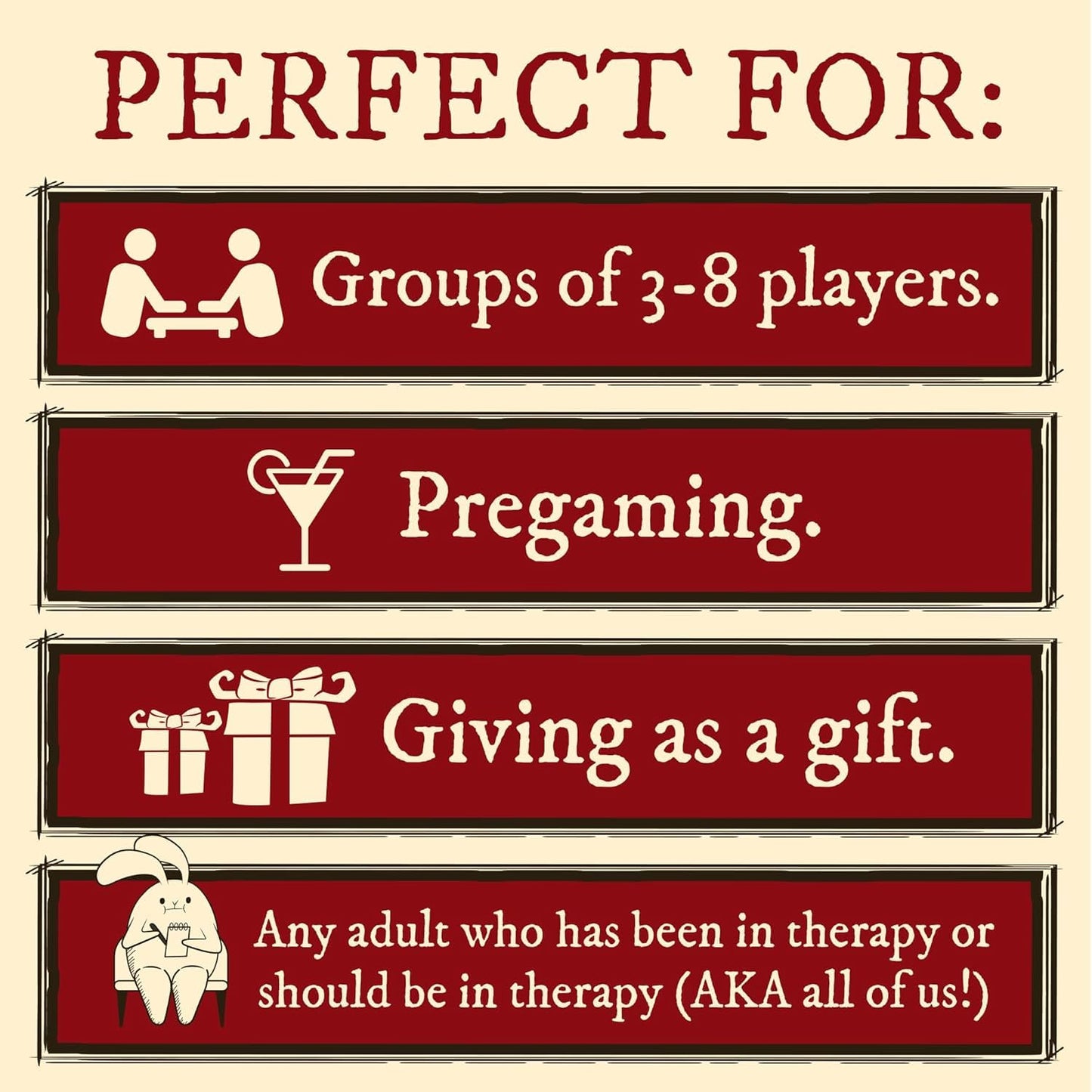 Ashfly Horrible Therapist 3-8Player Card Game Hilarious Interactive Ages 17+ NEW