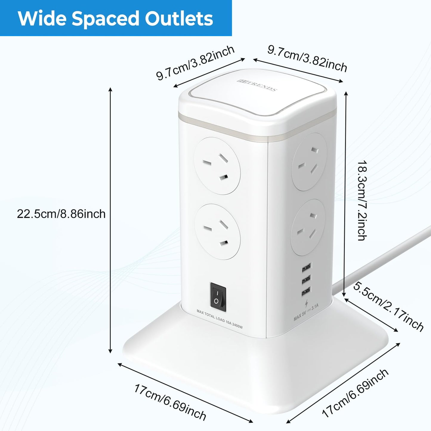 HITRENDS Power Strip with 8 AC Outlets and 6 USB Ports, Surge Protector DEMO