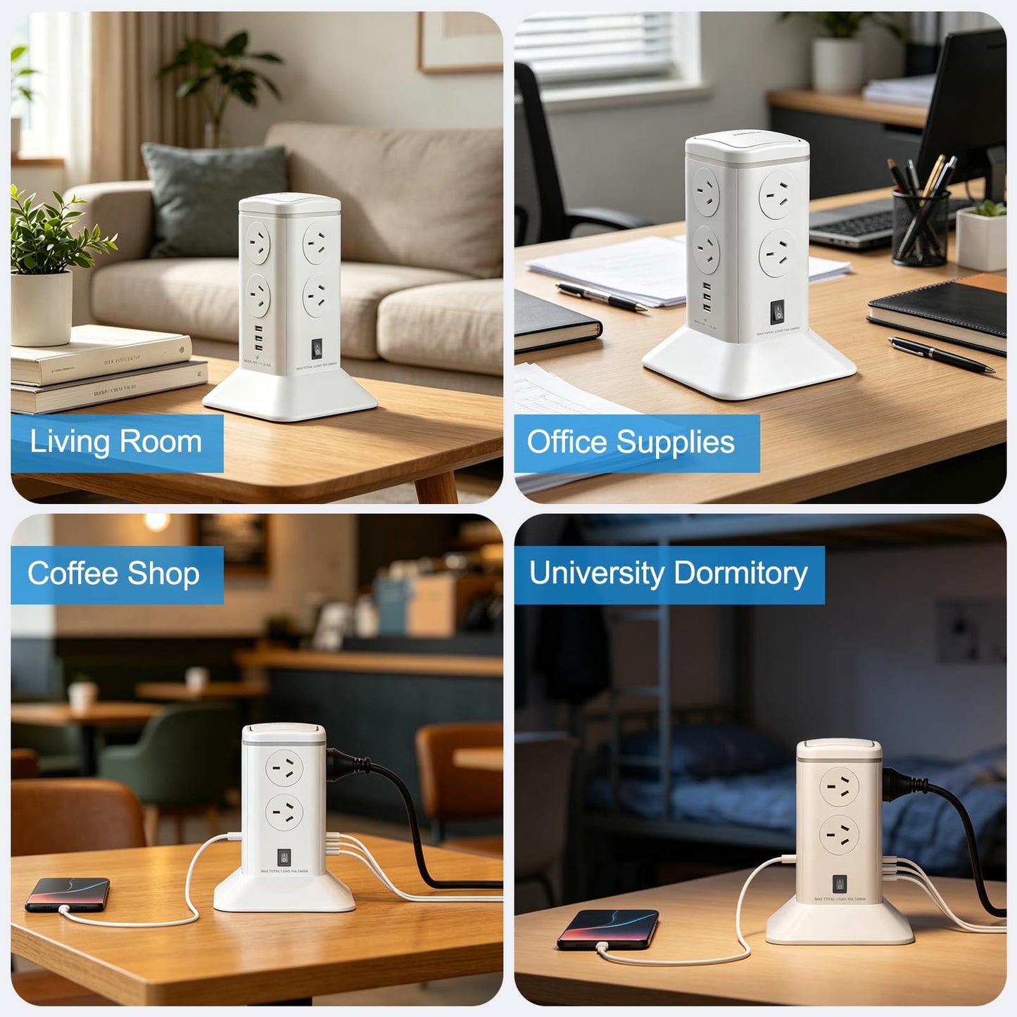 HITRENDS Power Strip with 8 AC Outlets and 6 USB Ports, Surge Protector DEMO