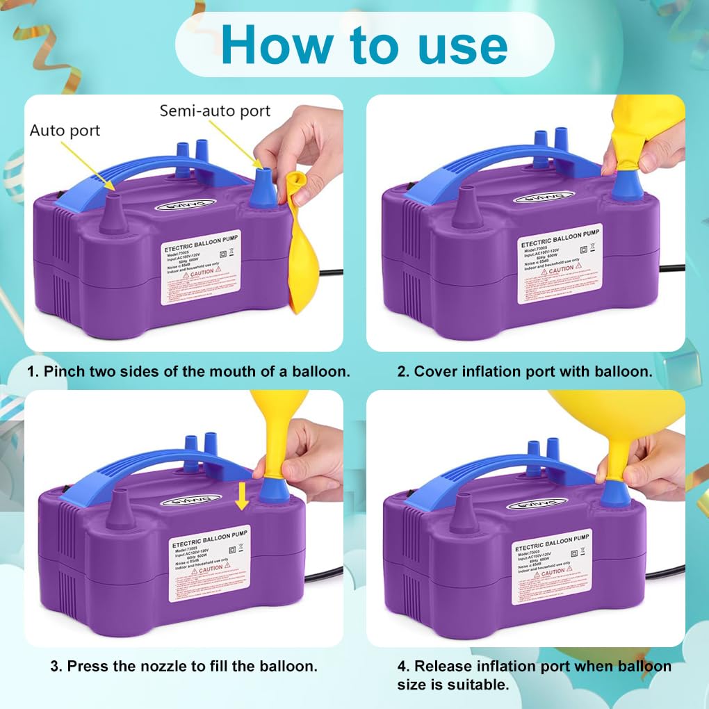 600W Inflation Devices Electric Balloon Pump Inflator with Dual NEW