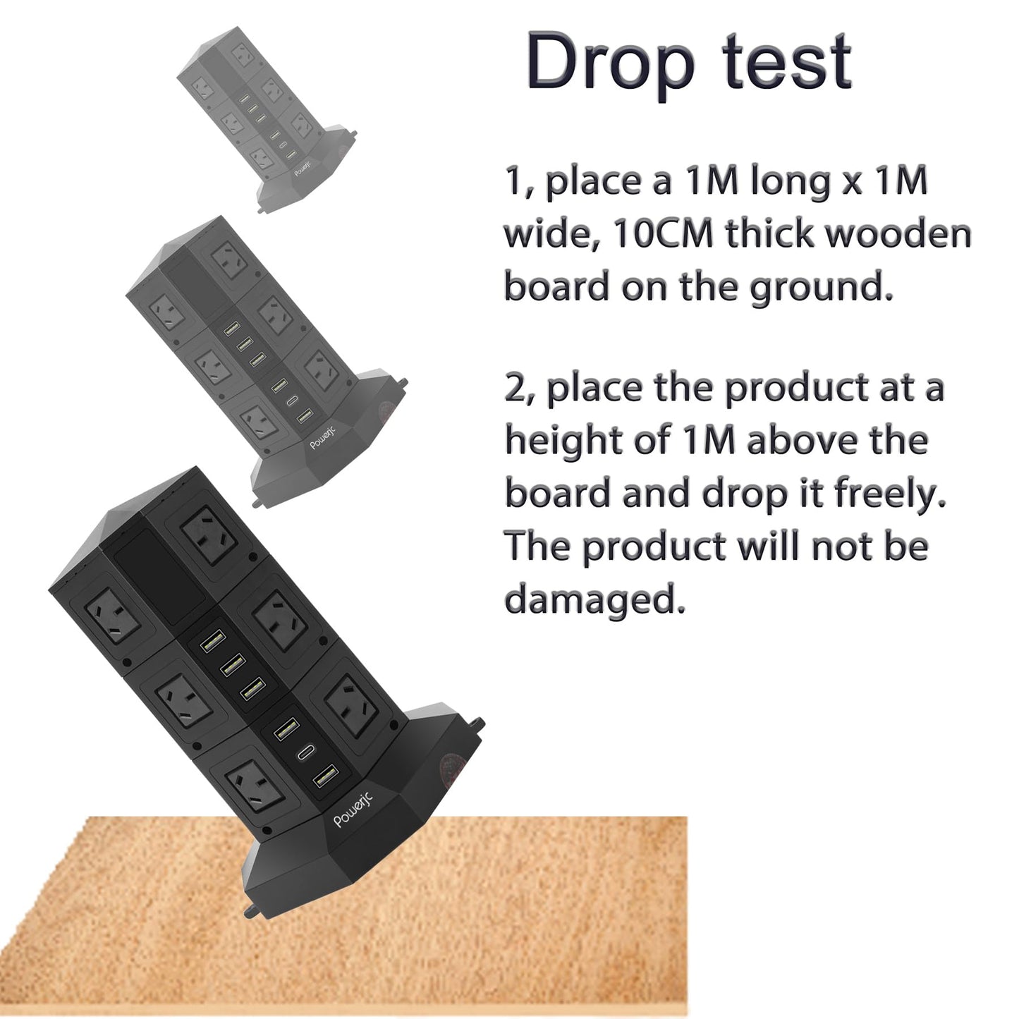 Powerjc 12-Outlet Power Strip Surge Protector with USB-C PD Charging, Black DEMO