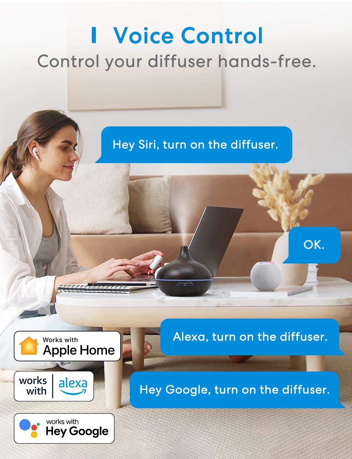 meross Smart WiFi Essential Oil Diffuser Works with Alexa & Google Home DEMO