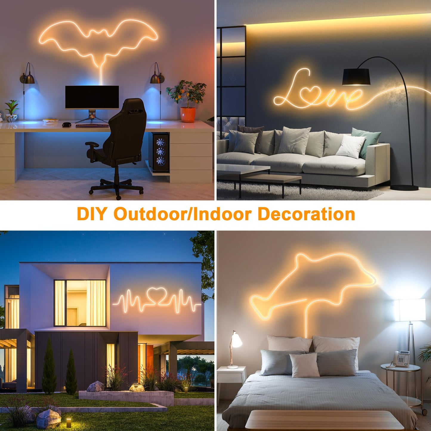 Cozylady Warm LED Strips White Waterproof LED Neon Strip Light Rope Lights DEMO