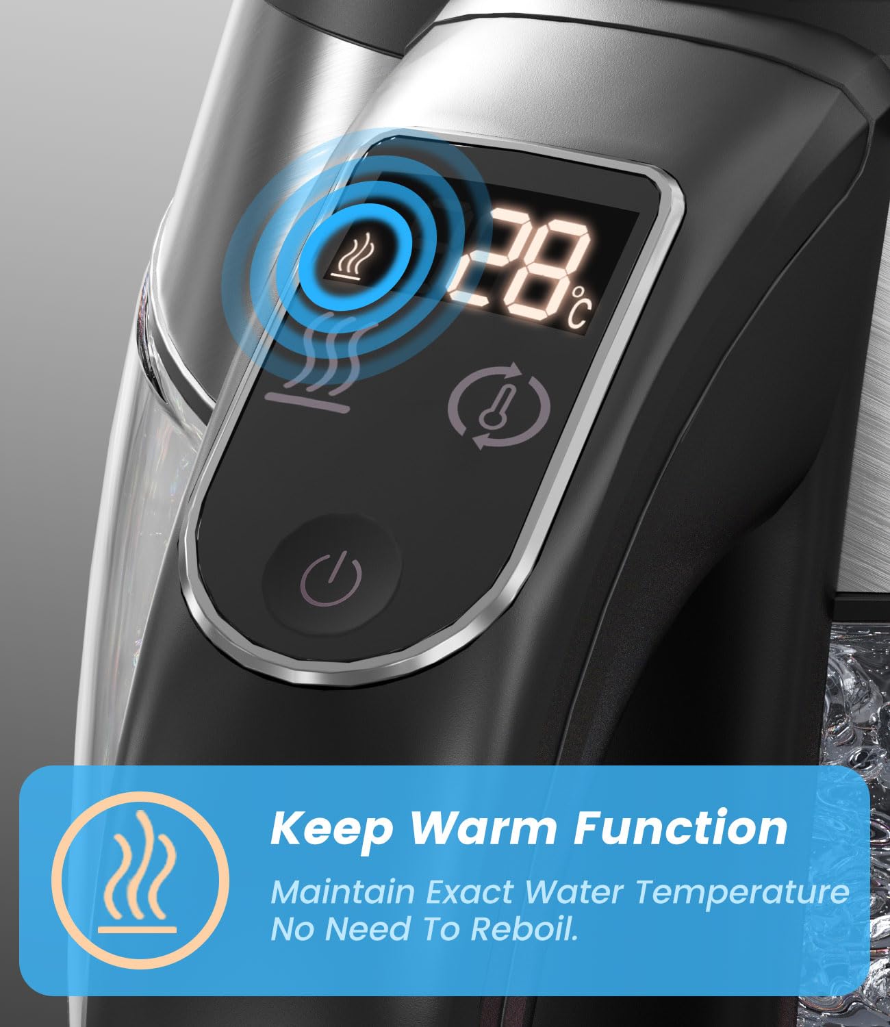 AUSELECT 1.8L Glass Electric Kettle with Temperature Control, 2200W, Black DEMO