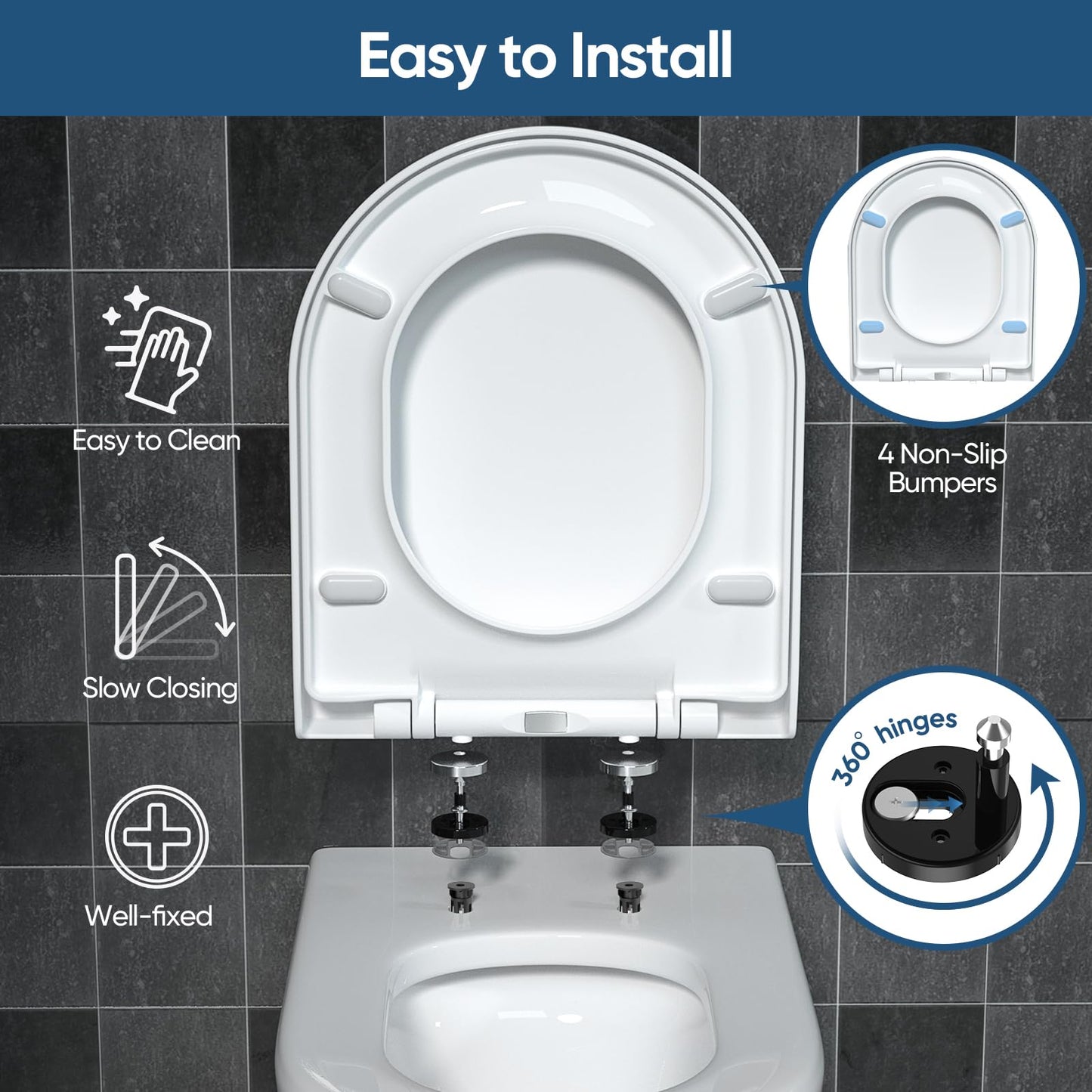 SAILTOK Soft Close Toilet Seat with Quick Release and Simple Top Fixing NEW