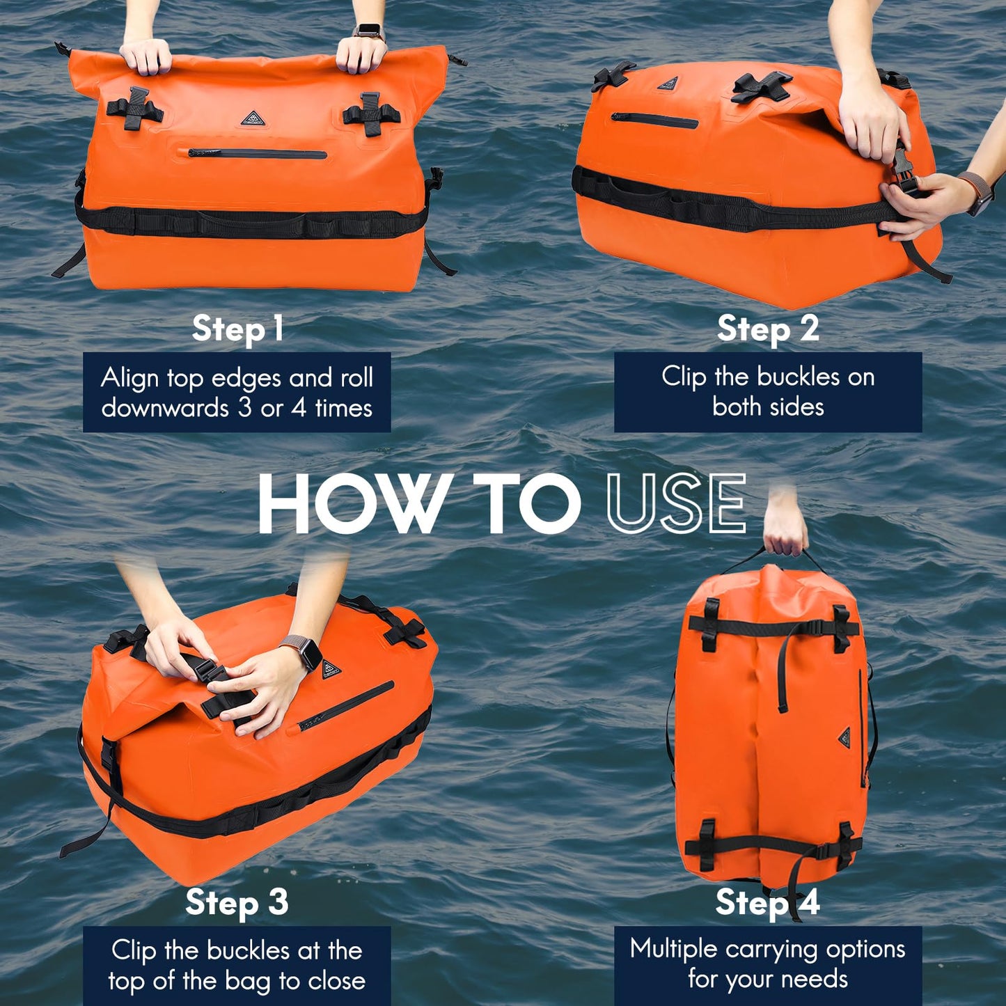 Haimont 60L Dry Bags Waterproof Dry Bag Roll-Top Duffle Backpack Adjustable NEW